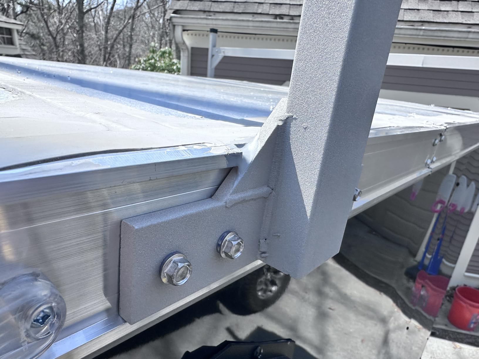 Aluminum Trailer Ladder Rack, 6FT to 9FT Adjustable Trailer Roof Ladder Rack for Universal Enclosed and Open Trailers, 400 lbs Capacity, Silver customer photo 2