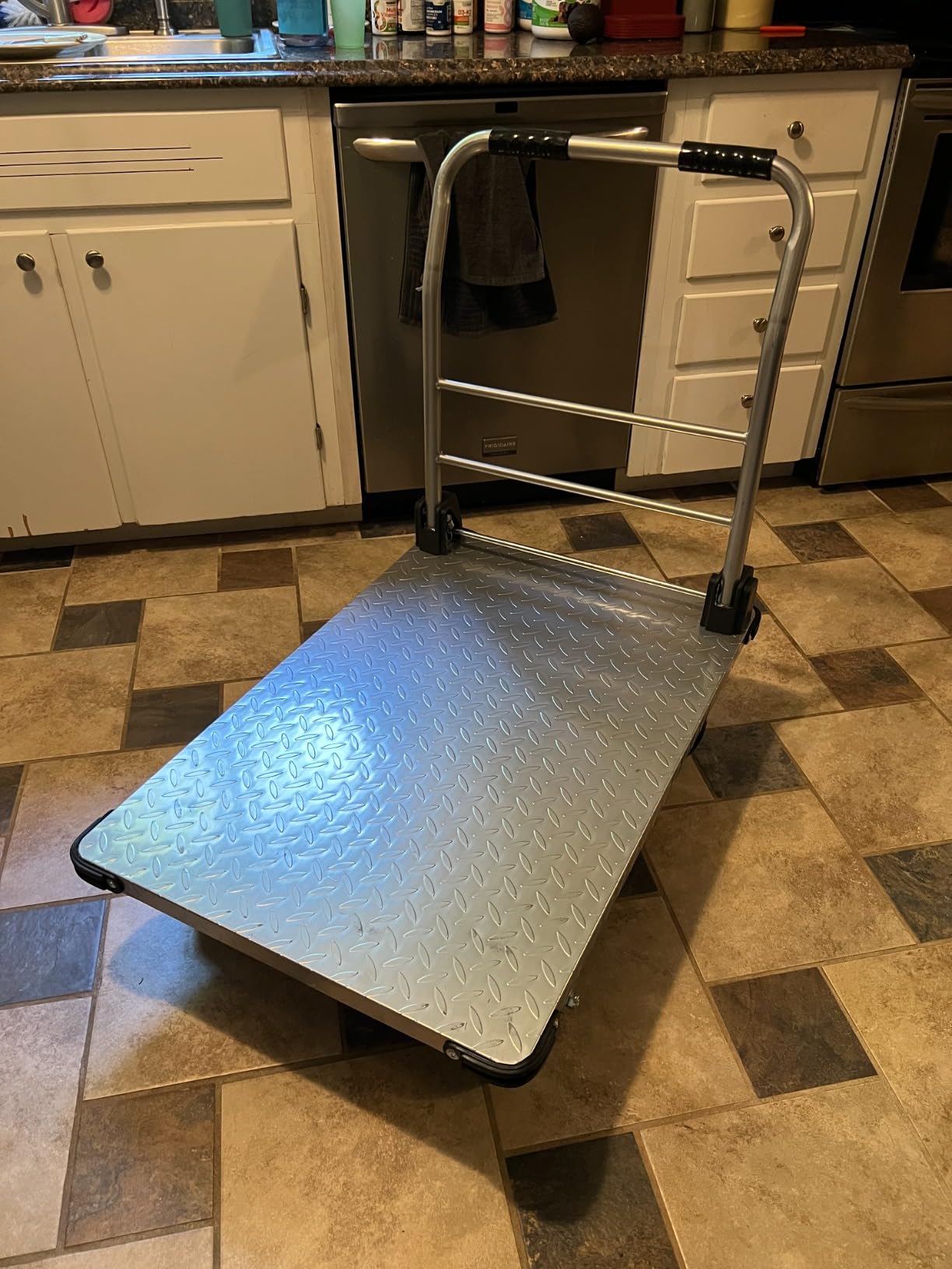 2200 lbs. Capacity Foldable Push Cart Dolly | Moving Platform Hand Truck | Heavy Duty Space Saving Collapsible | Swivel Flat Bed Wagon - Furniture Luggage Lifting customer photo 2