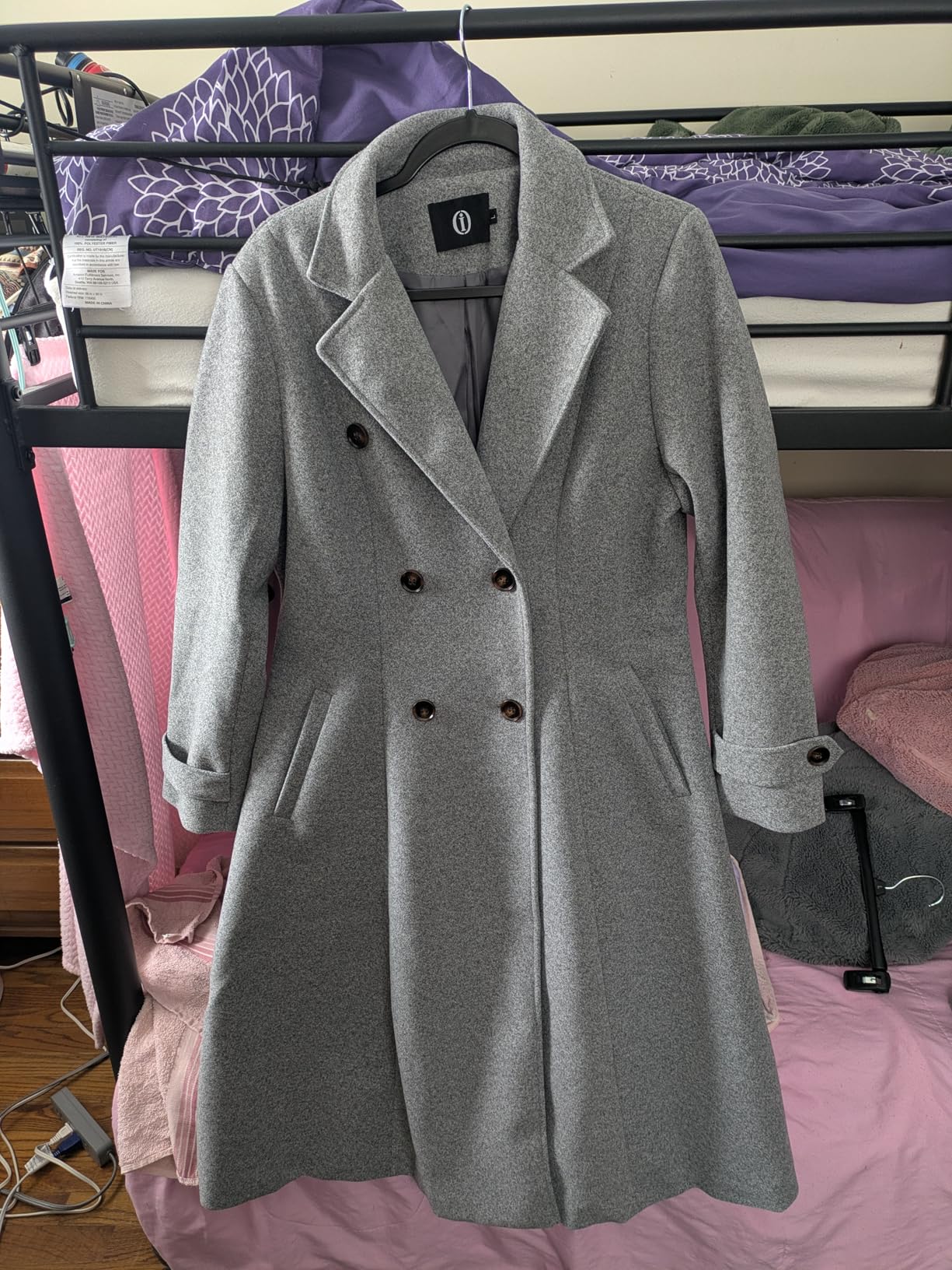 Womens Long Wool Coat Fall Winter Double Breasted Trench Coat Peacoat Jackets customer photo 1