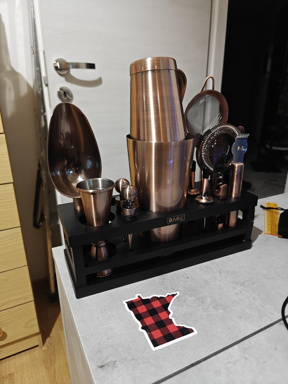BARE BARREL Mixology Bartender Kit Bar Set | 16-Piece Cocktail Shaker Set | Martini Barware Mixing Tools for Home Bartending | Incl. 35 Recipe Cards | Gift Set (28oz Boston Shaker, Silver/Black) customer photo 2