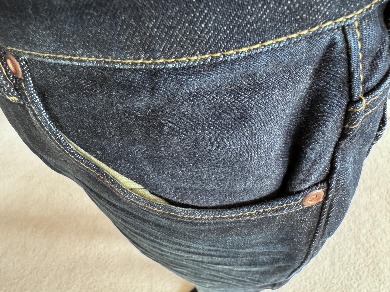 Huckberry Stretch Selvedge Denim Jeans for Men - 11.7 oz Mens Jeans with 1% Stretch, Copper Rivets customer photo 2