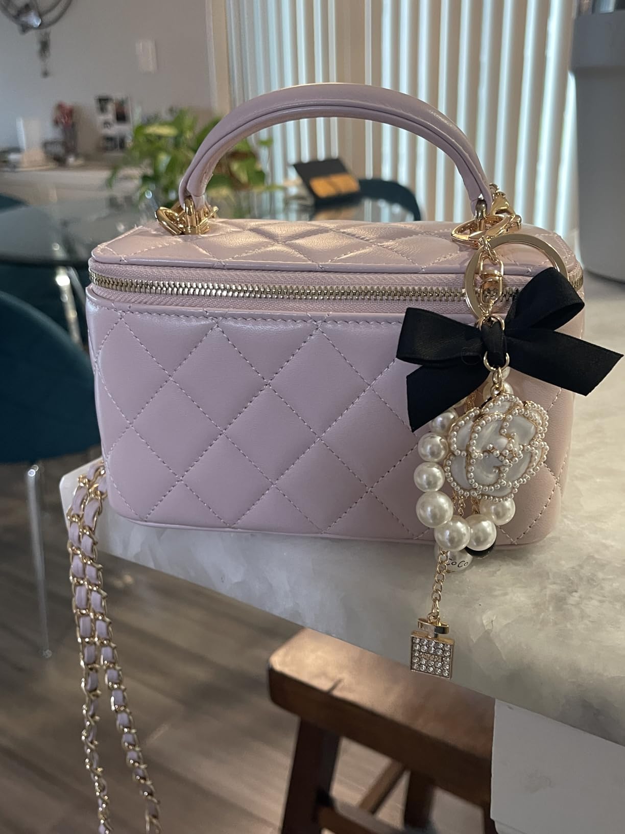 M-ioi-M Small Mini Quilted Lambskin Vanity Purse Crossbody Bag for Women customer photo 2