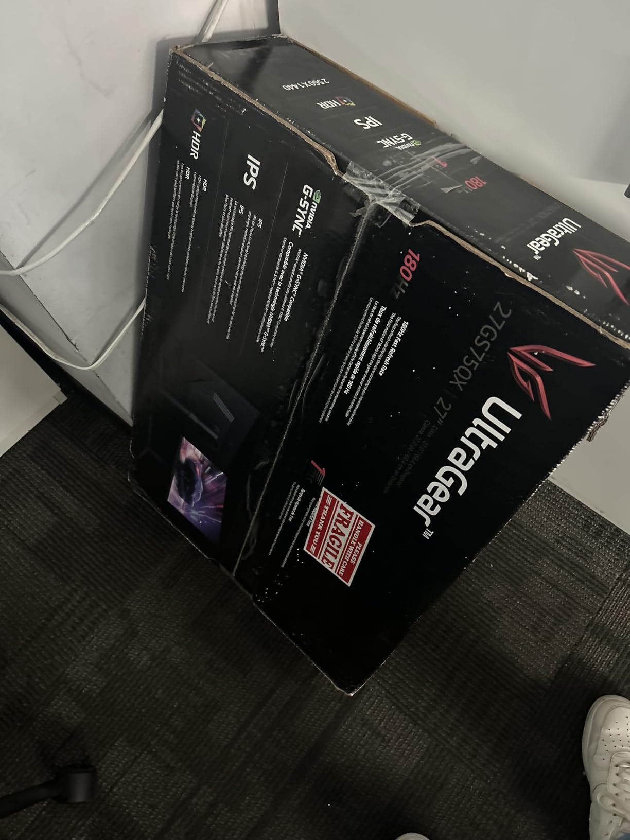 LG 27GS75Q-B 27-inch Ultragear QHD (2560x1440) Gaming Monitor, 180Hz (O/C 200Hz), 1ms, IPS, NVIDIA G-SYNC Compatible, AMD FreeSync, HDR10, Tilt/Height/Pivot Stand, HDMI, DisplayPort, Black customer photo 1