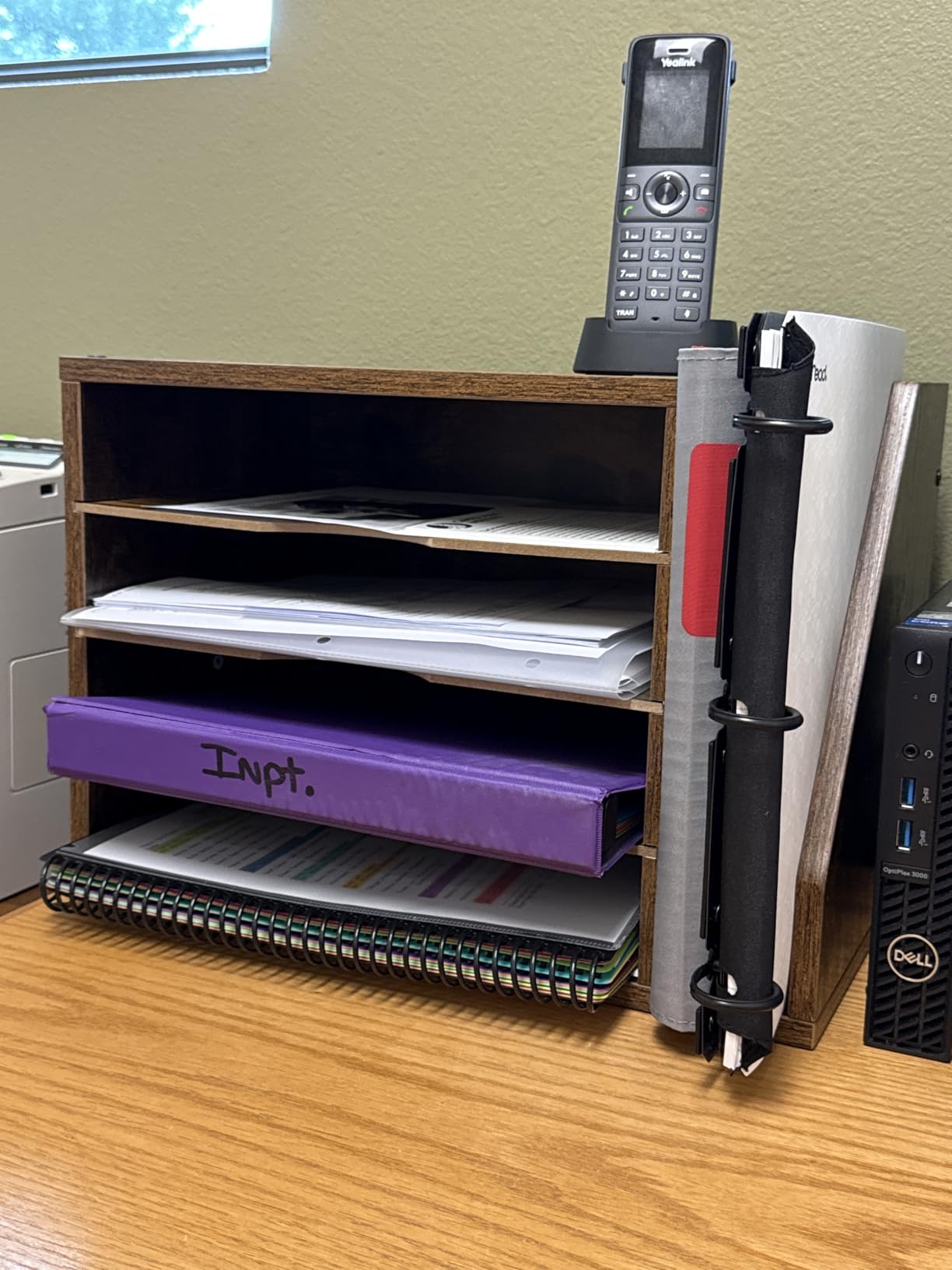 Wooden Mail Organizer, Desk Organizer with 3 Adjustable Shelves | Mail Sorter, File Organizer Desktop, Mail Holder for Home Office, Letter Sorter for Envelopes, Bills, Magazines, Rustic Brown customer photo 2