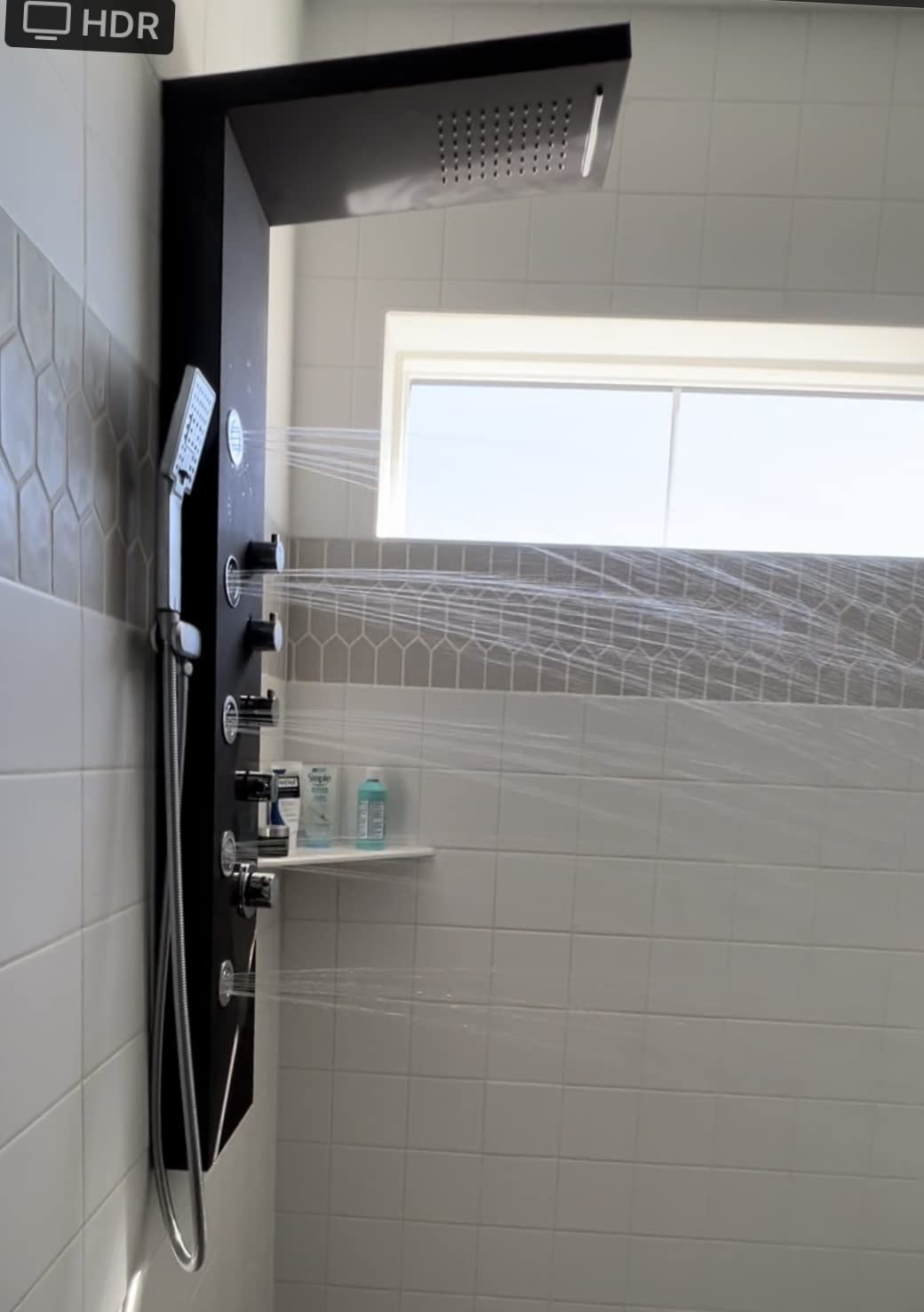 ROVATE 4-in-1 Rainfall Waterfall Shower Panel Tower System, Matte Black | Shower Column with Body Massage Jets and Handheld, Stainless Steel High Pressure, Use Multiple Functions Simultaneously customer photo 1