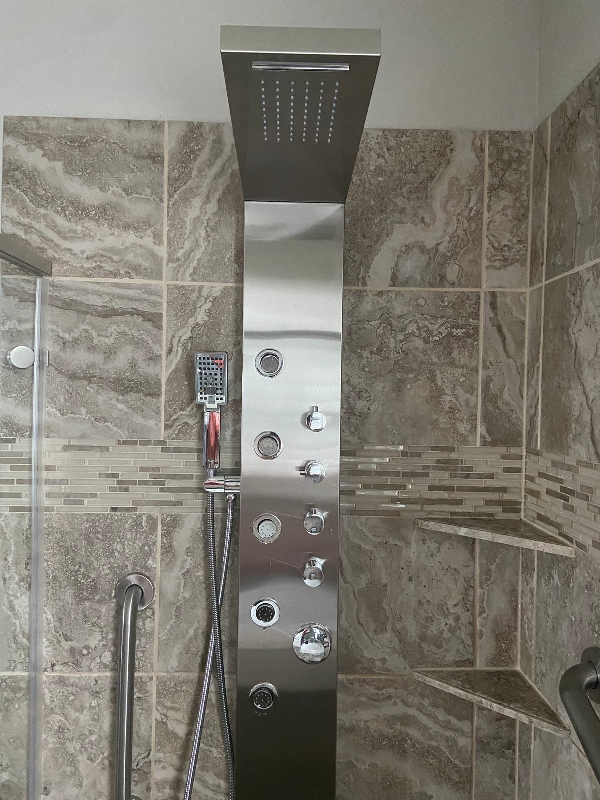 ROVATE 4-in-1 Rainfall Waterfall Shower Panel Tower System, Matte Black | Shower Column with Body Massage Jets and Handheld, Stainless Steel High Pressure, Use Multiple Functions Simultaneously customer photo 2