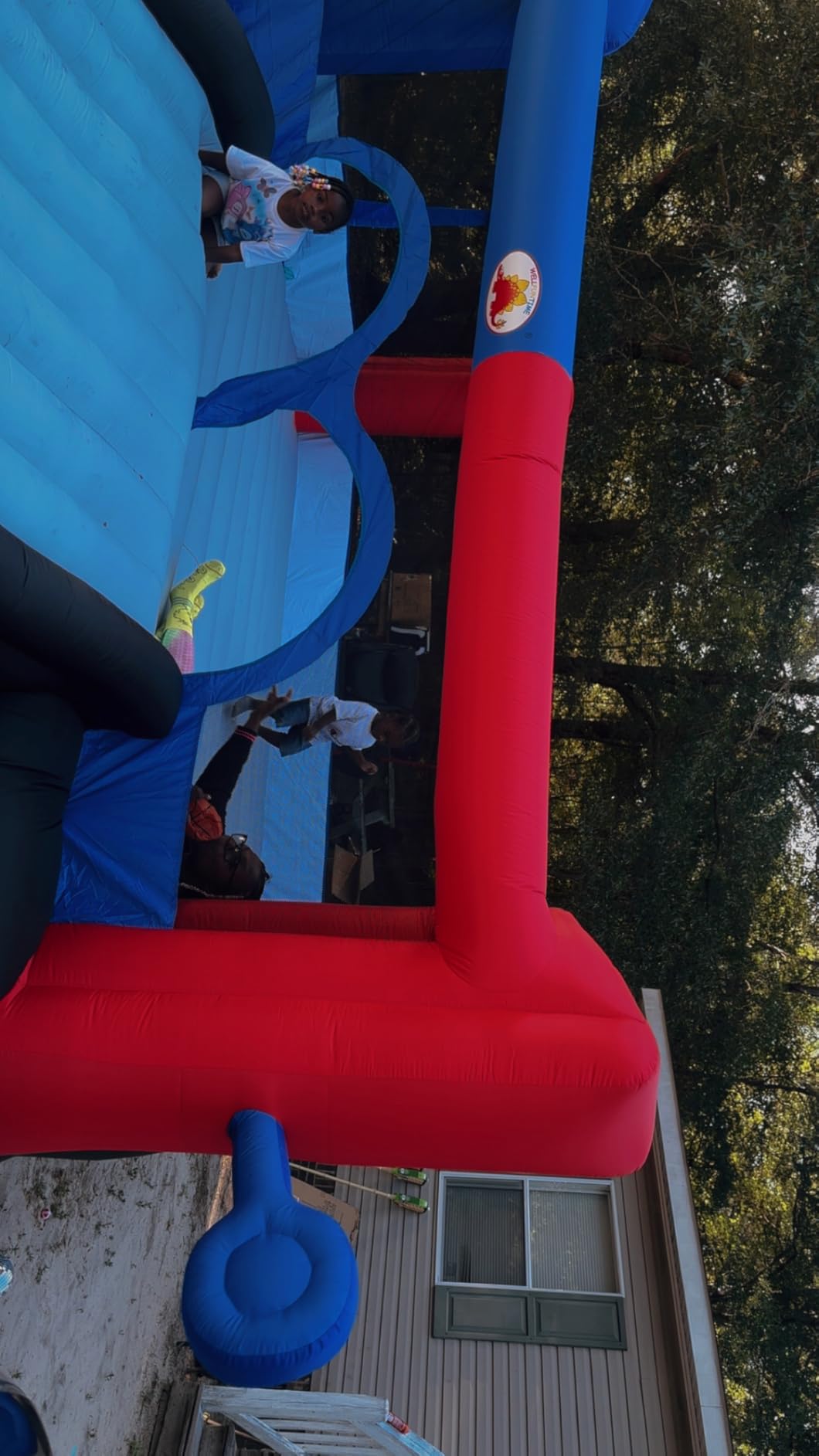 WELLFUNTIME Inflatable Bounce House with Blower, 15.3ft x 14.7ft | Jumping Castle with Dartboard, Dual Basketball Hoop, Dual Kicking Boards, Jumping Area for 6 Kids customer photo 1