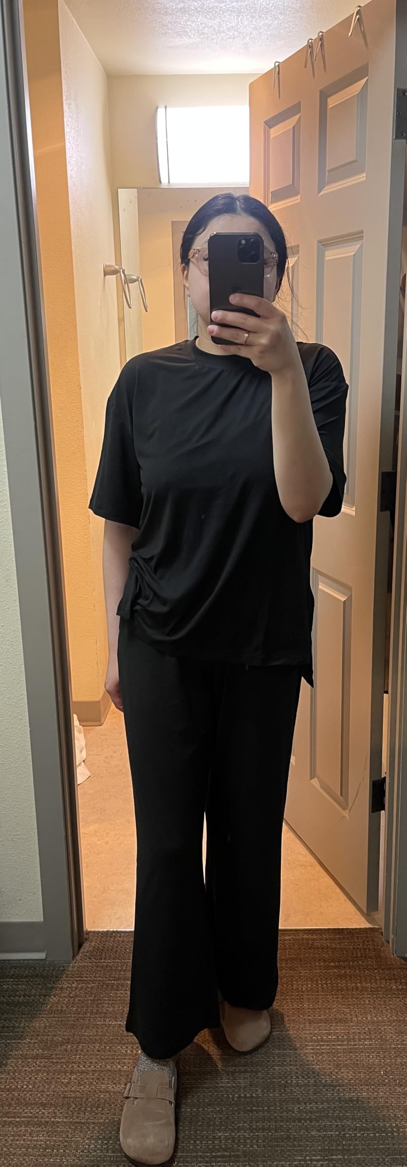 PrinStory Pajamas for Women Soft Pjs Lounge Set S-4XL | Short Sleeve Tops and Long Pants, 2 Piece Stretchy Pjs Set with Pockets customer photo 2