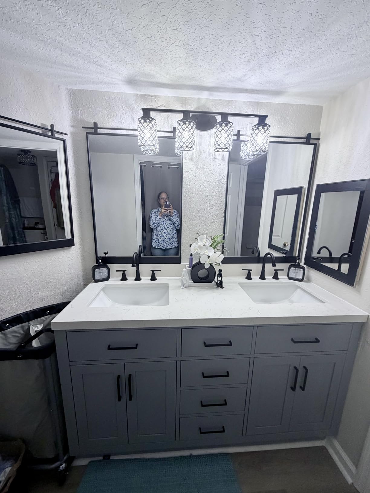 ARIEL Hepburn 60-inch Bathroom Vanity with Sink, Solid Wood, 1.5-inch Carrara White Quartz Countertop, Double Rectangular Porcelain Sink, 4 Soft Closing Doors, 6 Dovetail Drawers, White Oak customer photo 2