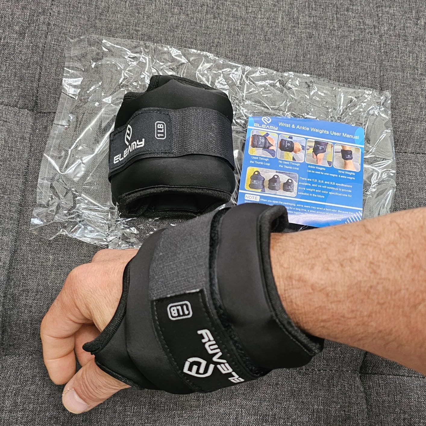Wrist Weights for Women & Men - 0.5/1/1.5/2/3lb*2 Pairs | Premium ice silk fabric, Thumb loops lock, comfortable & tear resistant. For walking, running, yoga, fitness and more. customer photo 2