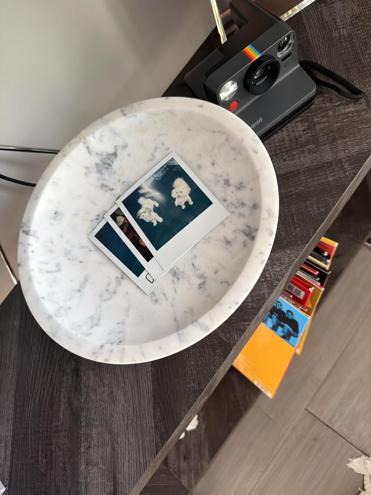 Cork & Mill Marble Decorative Bowl for Home Decor - Handcrafted Natural Stone with Acacia Wood Pedestal - Versatile 11