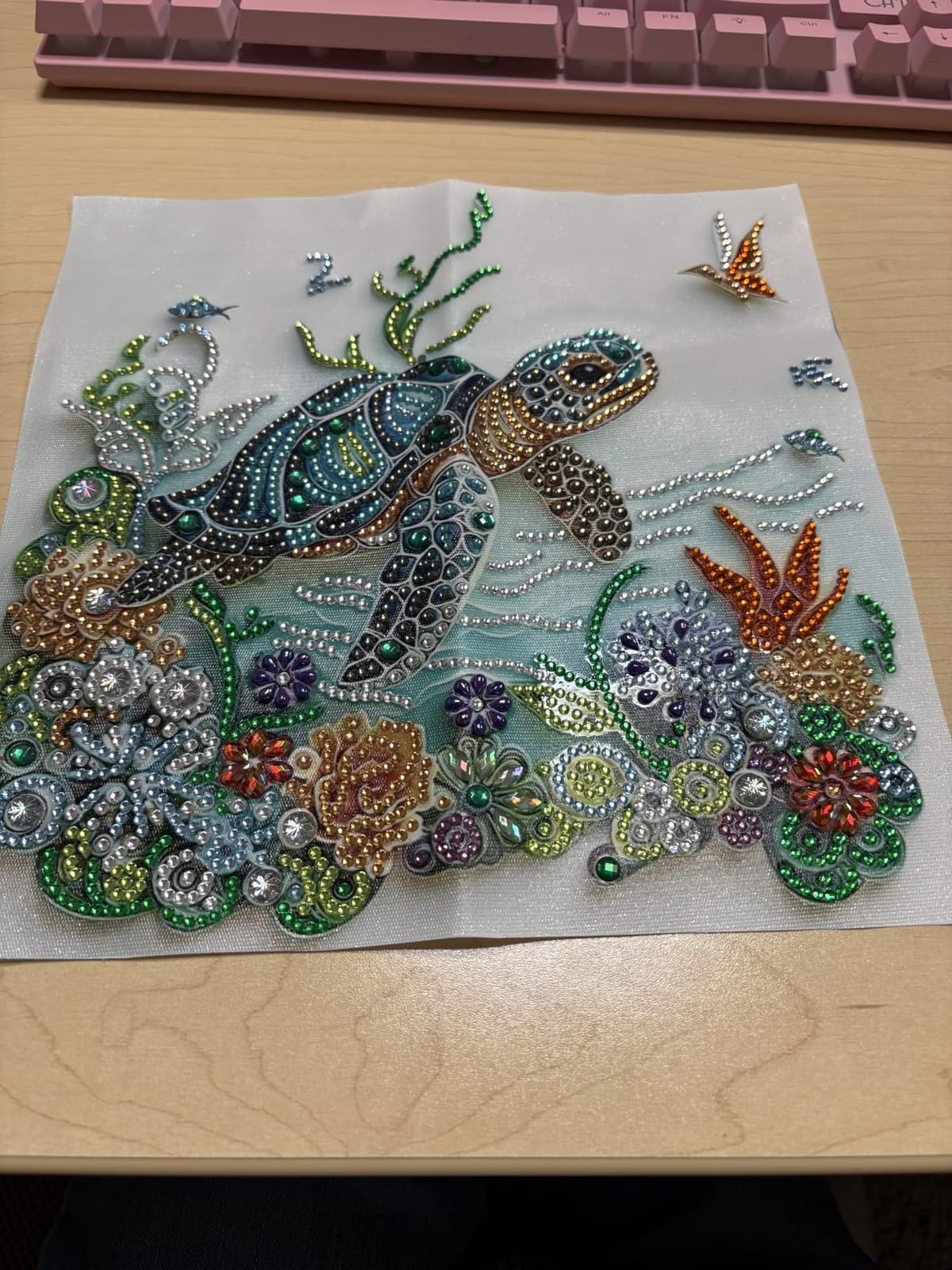 ZQEATRY Sea Turtle Animal Special Shape Diamond Art Kits for Adults, 5D Diamond Painting Kits for Beginner, DIY Diamond Crystal Rhinestones Painting Kits for Home Wall Decor Gift 11.8 X 11.8inch customer photo 1