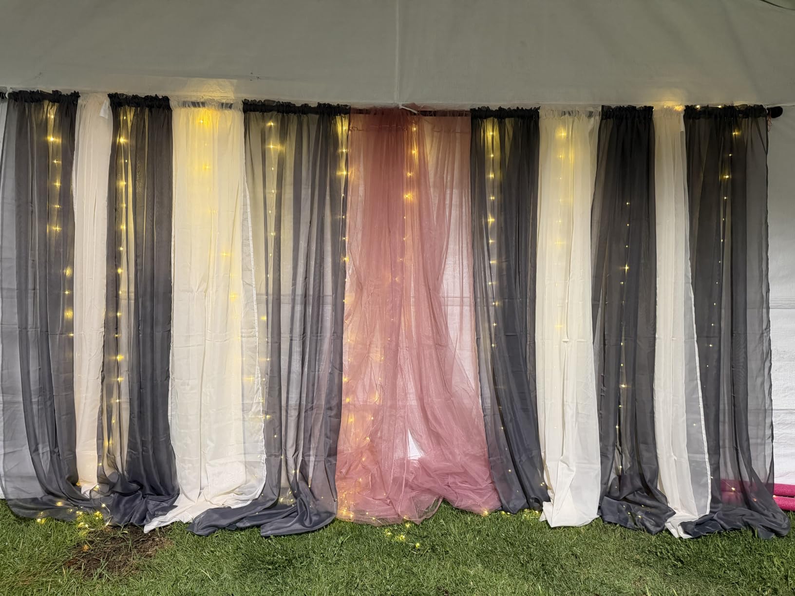 Tulle Backdrop Curtain with Lights 10x8FT Champagne Sheer Curtains customer photo 2