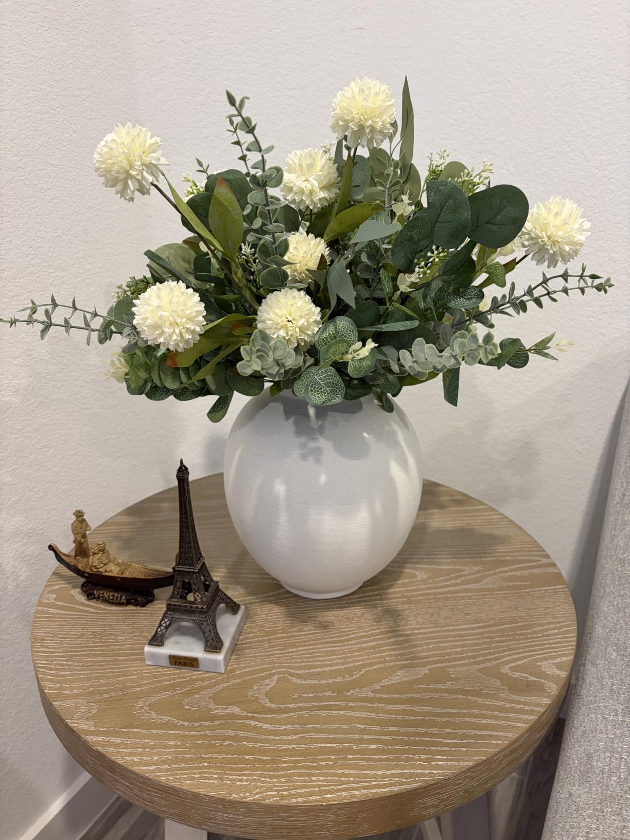 Large White Ceramic Vase - 9.8 Inch Rustic Farmhouse Flower Vase for Home Decor, Minimalist Tall Vases for Living Room, Table, Bathroom, Holiday & Weddings (Sandstone White) customer photo 1