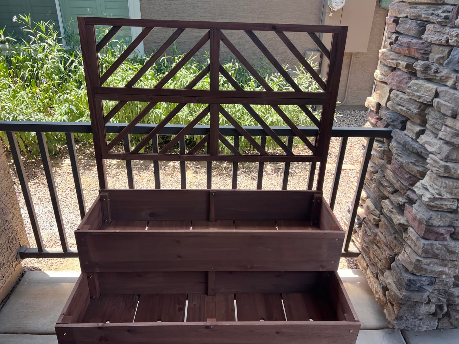 Raised Garden Bed with Trellis & 2 Planter Boxes, 2-Tier Outdoor Wooden Elevated Planter Box with Legs & Drainage Holes, Gardening Planters for Flowers, Herbs, Vegetables & Fruits (Brown) customer photo 1