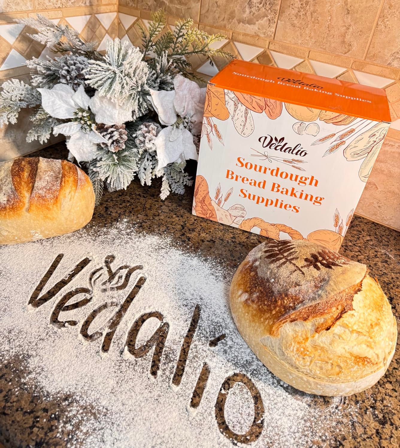 Sourdough Starter Kit with Bread Proofing Baskets, Jars, Baking Essentials | 9 in Round & 10 in Oval Baskets Set, Sourdough Bread Baking Supplies, Sour dough Beginner Kit Gifts for Bakers Women Wife Mom customer photo 1