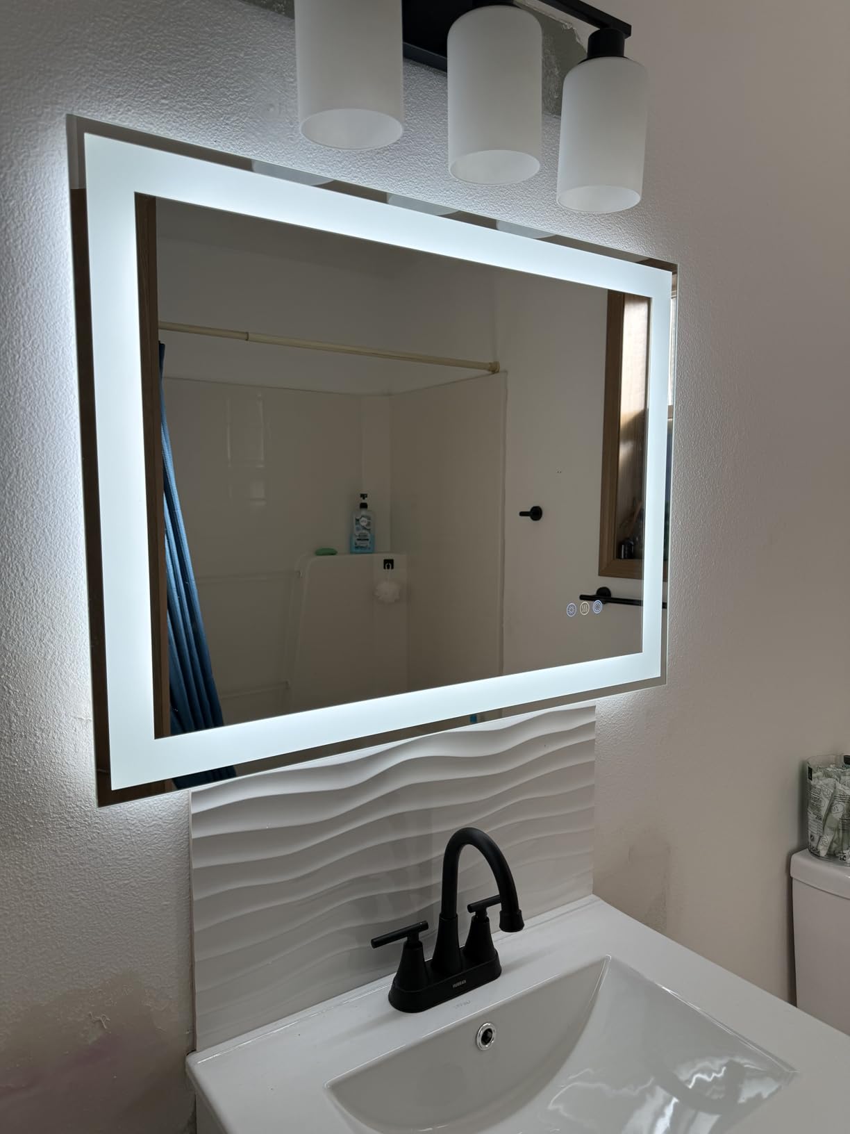 24x32 LED Bathroom Mirror, 6000LM, Separate Front and Back Lights | UL Certified, Shatter-Resistant Tempered Glass, Auto-Off Defogger, 3 Color Modes, Smooth Dimming, Smart Memory Setting customer photo 1