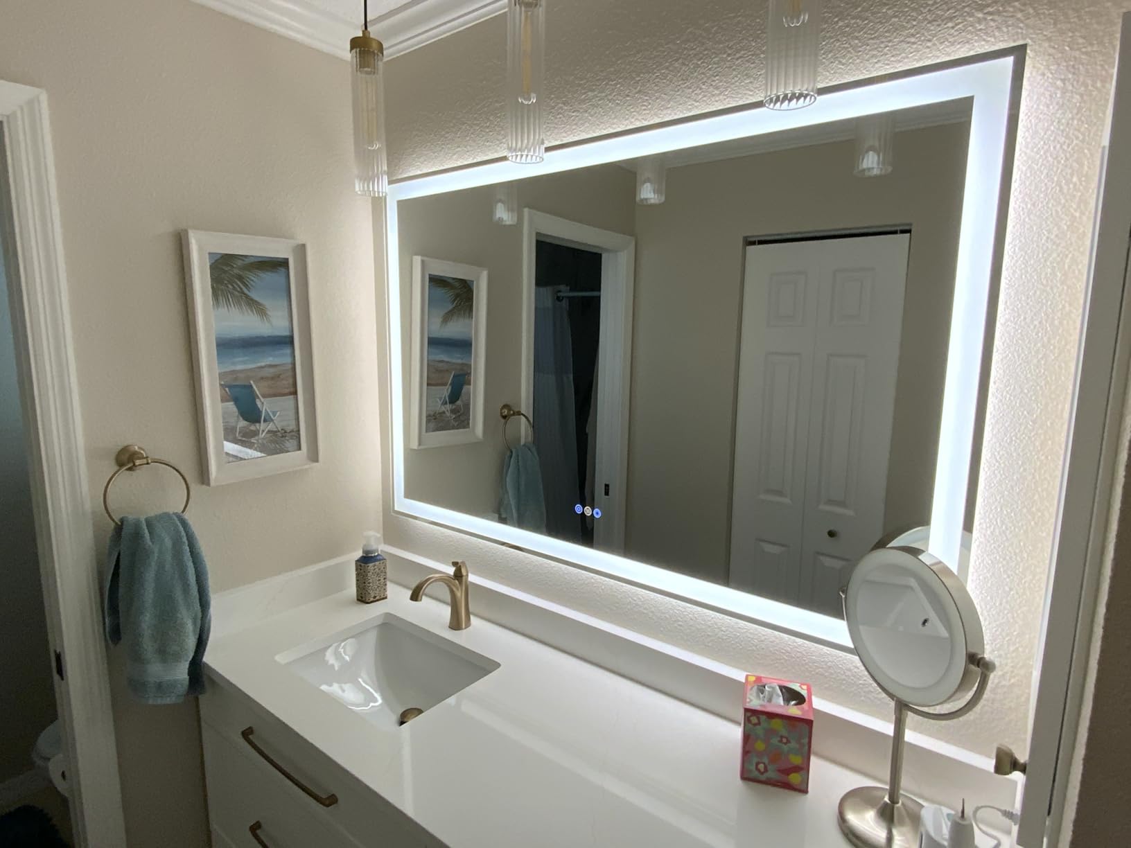 24x32 LED Bathroom Mirror, 6000LM, Separate Front and Back Lights | UL Certified, Shatter-Resistant Tempered Glass, Auto-Off Defogger, 3 Color Modes, Smooth Dimming, Smart Memory Setting customer photo 2