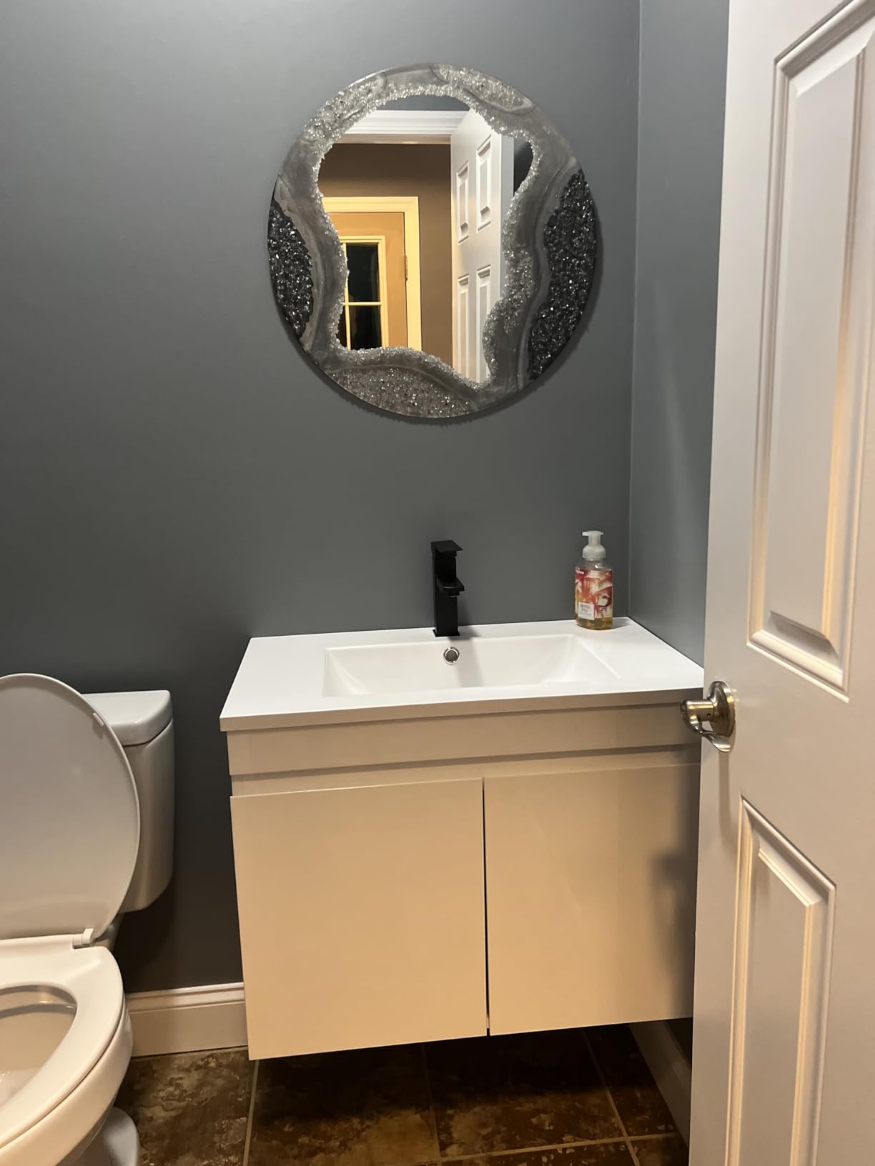 AHB 30 inch Bathroom Vanity W/Sink Combo, High Gloss Bathroom Cabinet, Smart Wall Mounted Sink Cabinet Auto Motion Sensor LED Light, Modern Floating Vanity with Faucet customer photo 1