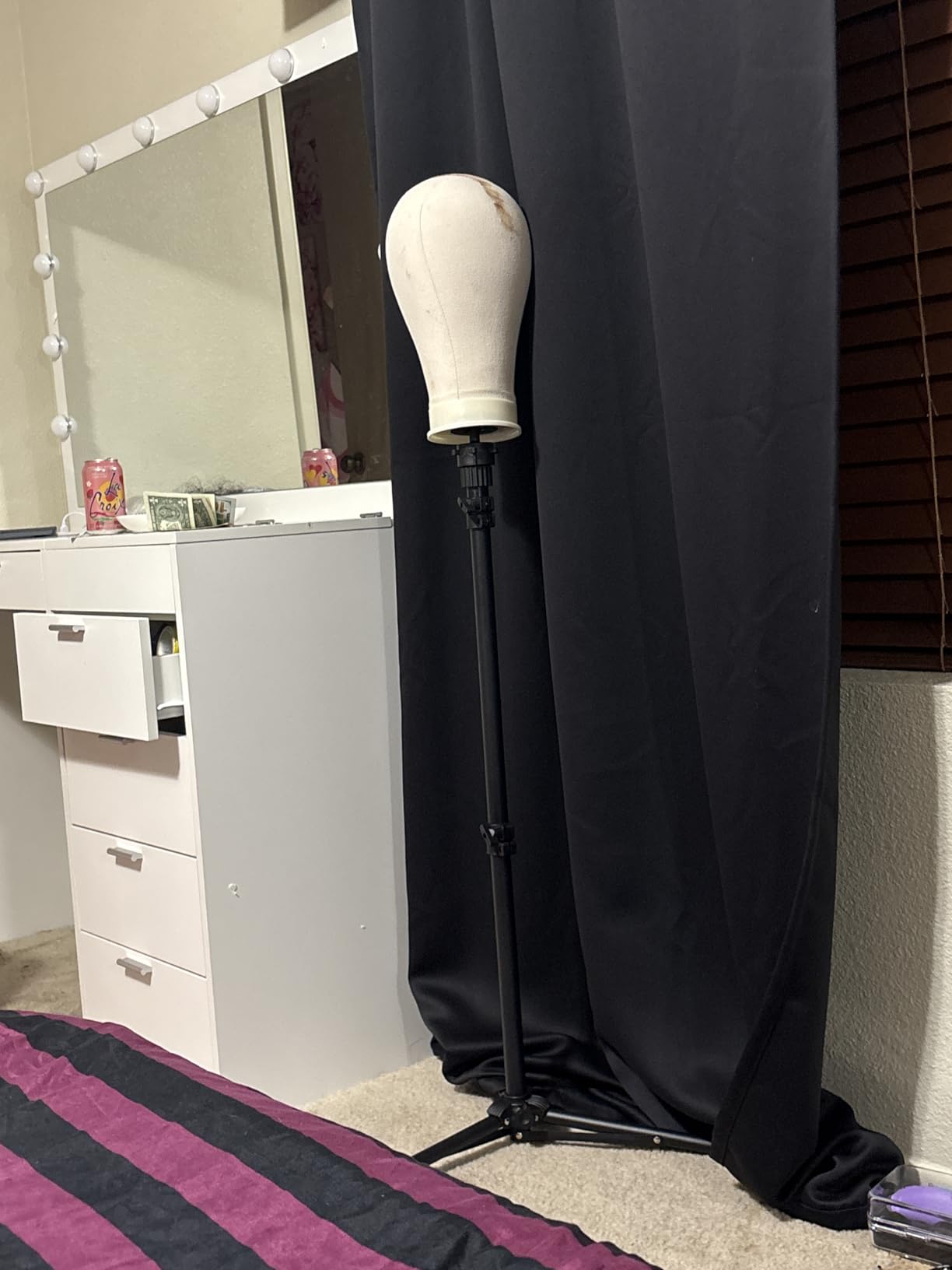Wig Stand with Head 50 Inches, Wig Head Stand with 22 Inches Mannequin Head, Height Adjustable Metal Tripod Wig Stand, Manikin Head Set for Wigs Display Making Hair Weave and Styling customer photo 2