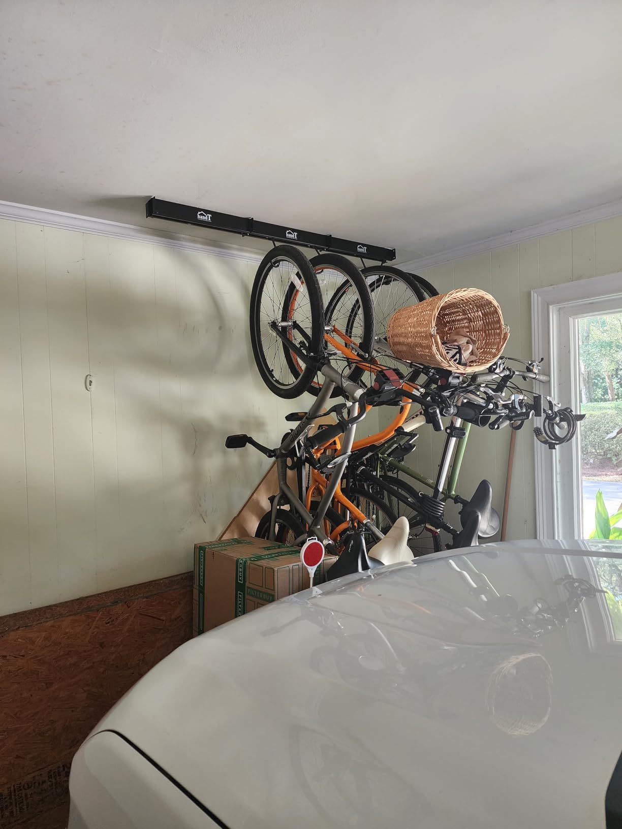 USA Based Ceiling Bike Rack Garage Storage Mount, Bicycle Hanger For Up To 6 Bikes, Sliding 51
