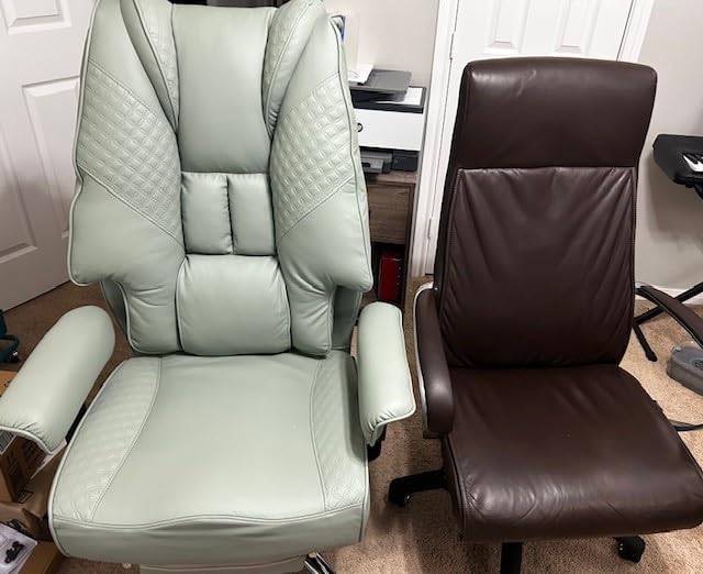 EXCEBET Big and Tall Office Chair with Footrest, PU Leather High Back Executive Office Chair 400lbs, Ergonomic Computer Chairs Lumbar Support for Heavy People (Brown) customer photo 2