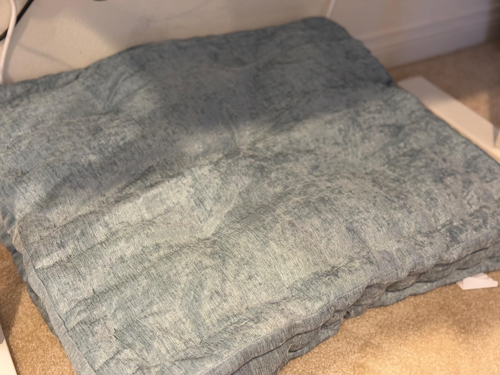 Intelligent Design Floor Pillow, Large Cushion for Meditation, 24x24 Aqua | Floor Seating for Adults, Board Games or Yoga, Lustrous Chenille Tufted Cover, Handsewn Scalloped Edge with Handle customer photo 2
