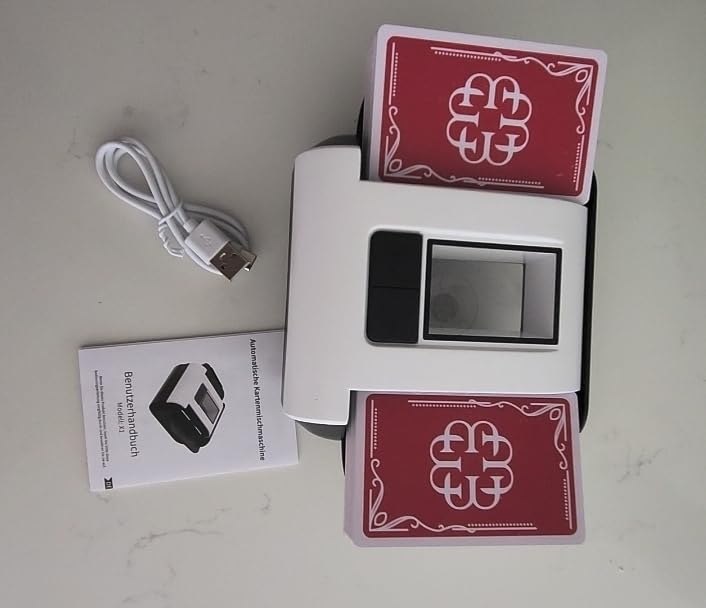 ADZERD Automatic Card Shuffler for Seniors, Rechargeable One Press, Quiet Electric Shuffle Machine for Family Games and Poker Night, White customer photo 1