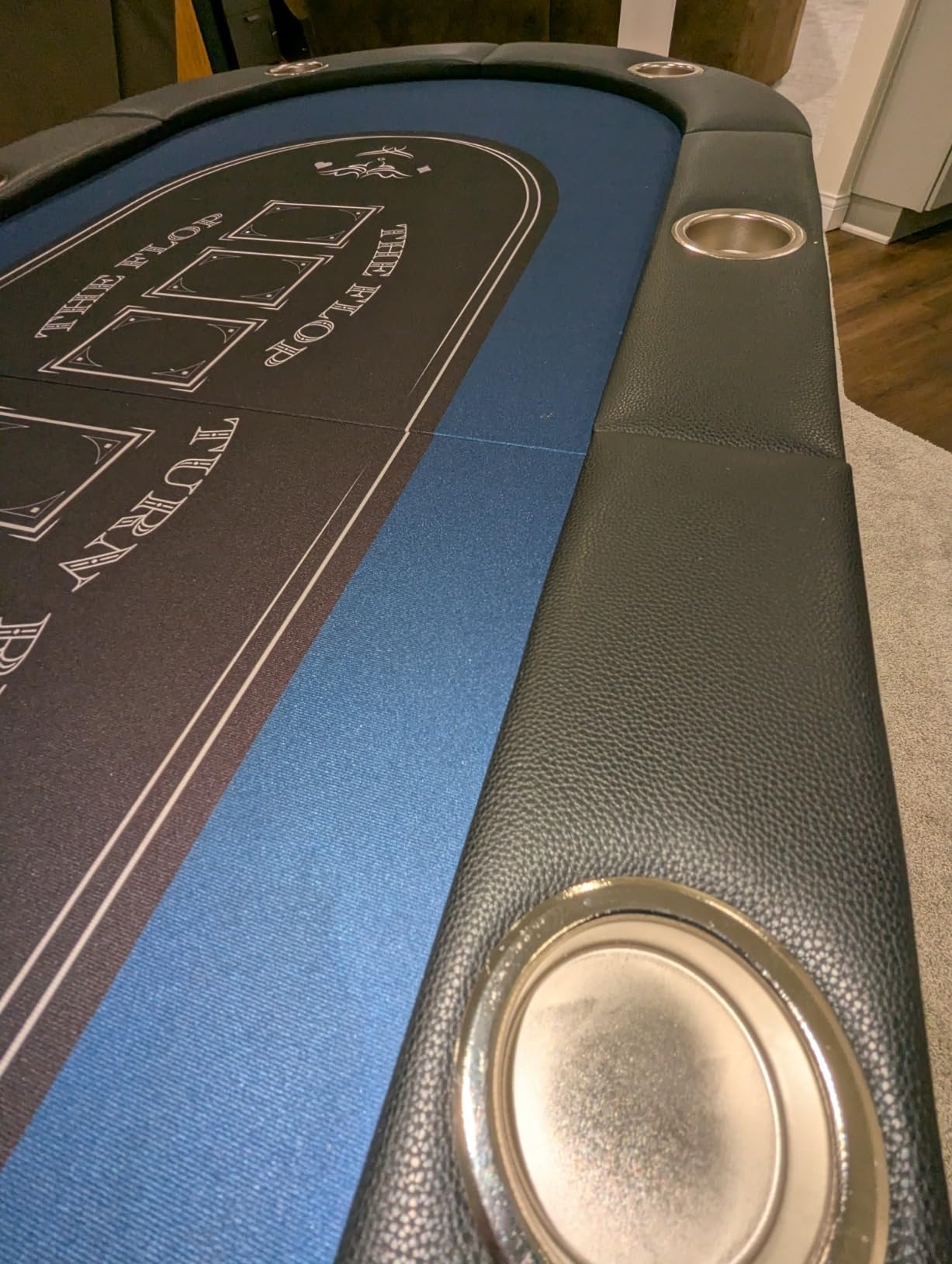 VEVOR 8 Player Poker Table Foldable, Portable Folding Card Board Game Table, Casino Leisure Table, Blackjack Texas Holden Table with Padded Rails and Stainless Steel Cup Holders, Blue (72 in) customer photo 1