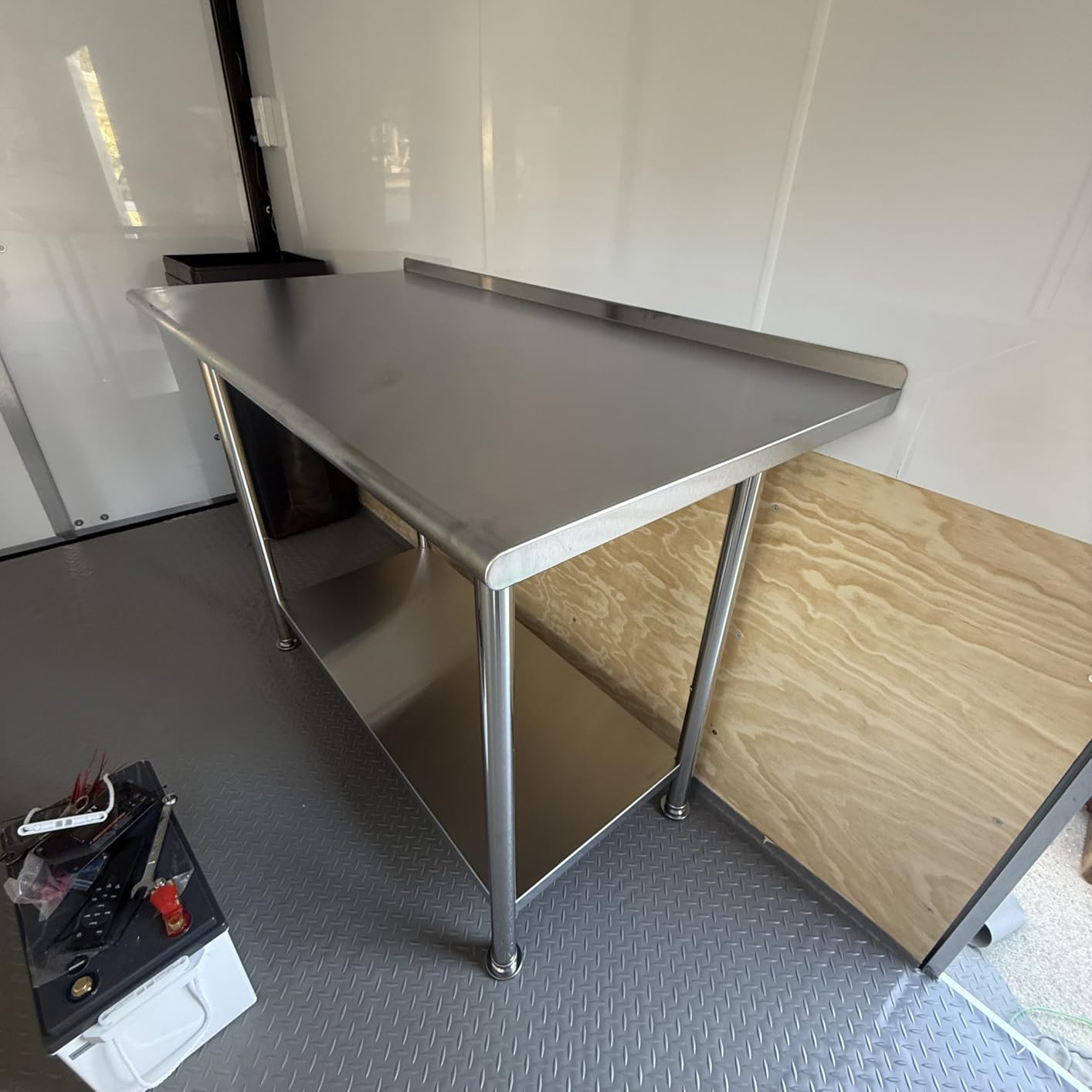 Atelicf NSF Stainless Steel Prep Table 24X48 inch with Backsplash | Commercial-grade table for restaurants, kitchens, food trucks, breweries, bars, garages, and outdoor BBQ customer photo 2