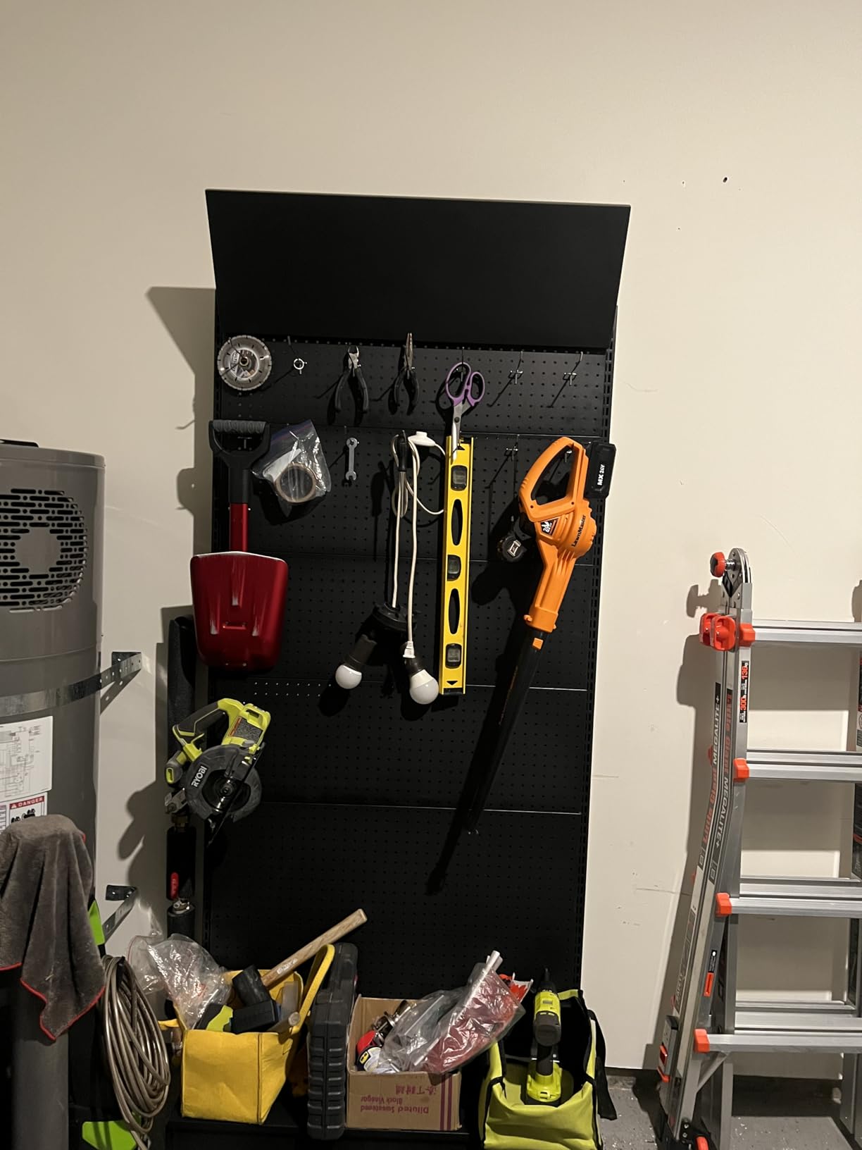 Peg Board Display Stand - Pegboard Shelf with 30 Hooks,85x36x13 in,Portable Metal Pegboard Organizer Gondola Retail Shelving Garage for DIY, Kitchen Decor, Store,Mobile Phone Shop/Black customer photo 2