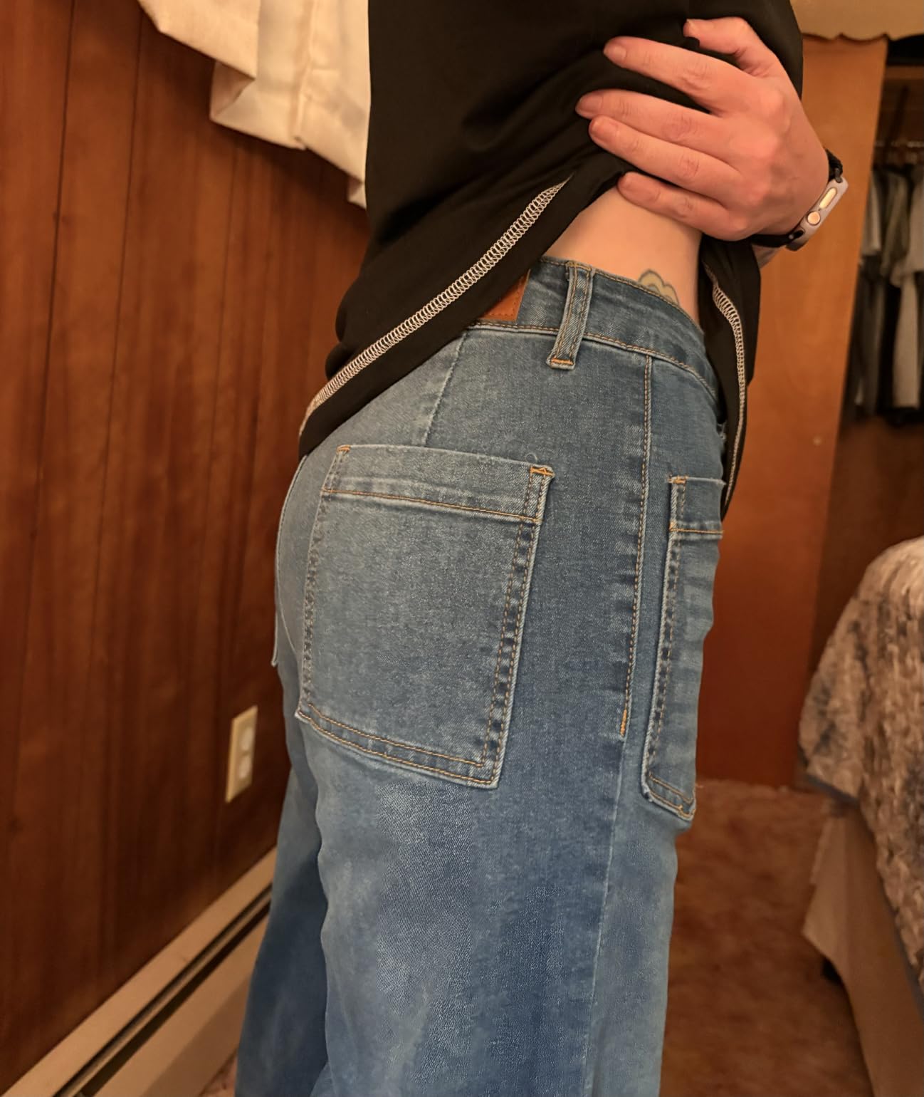 Sidefeel Wide Leg Jeans for Women High Waisted Stretchy Ankle Denim Pants customer photo 1