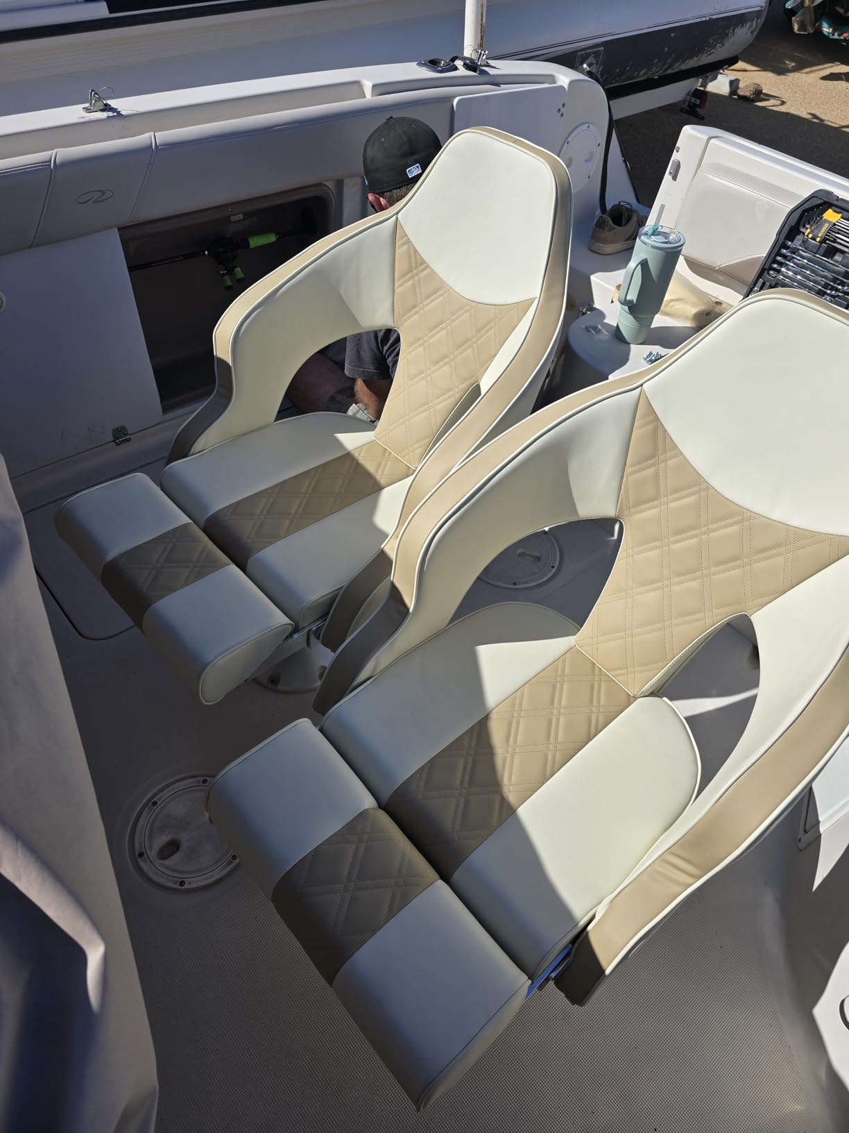 ERGOSEAT High Back Captain Seat for Boats Pontoon Captain Chair Bass Boat Seats Marine Captains Chair Boat Bucket Seat with Armrest customer photo 2