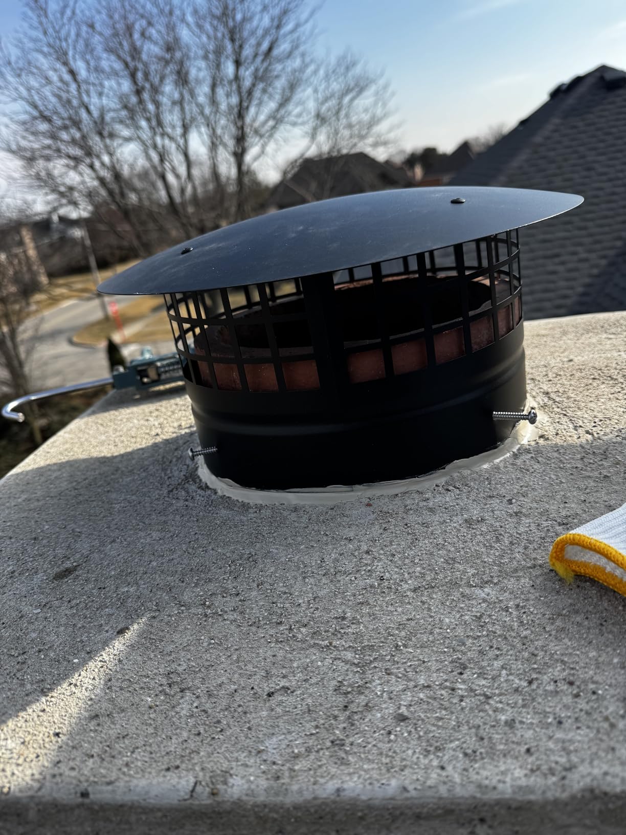 6 Inch Chimney Cap,Cone Top Chimney Cap with Screen,6 Inch Stove Pipe Cap | 6 Inch Round Chimney Cap Roof Rain Wood Stove Pipe Cap for Fireplace Wood/Soil Stove-Galvanized Steel,Better Airflow Vent customer photo 1
