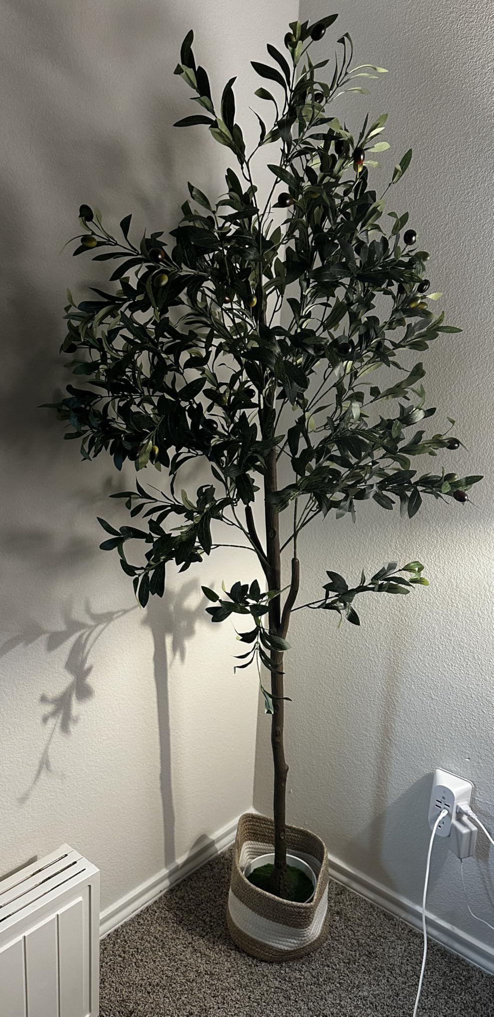 6FT Artificial Olive Tree Indoor Tall Faux with Planter&Basket | Large Fake Olive Silk Trees customer photo 1