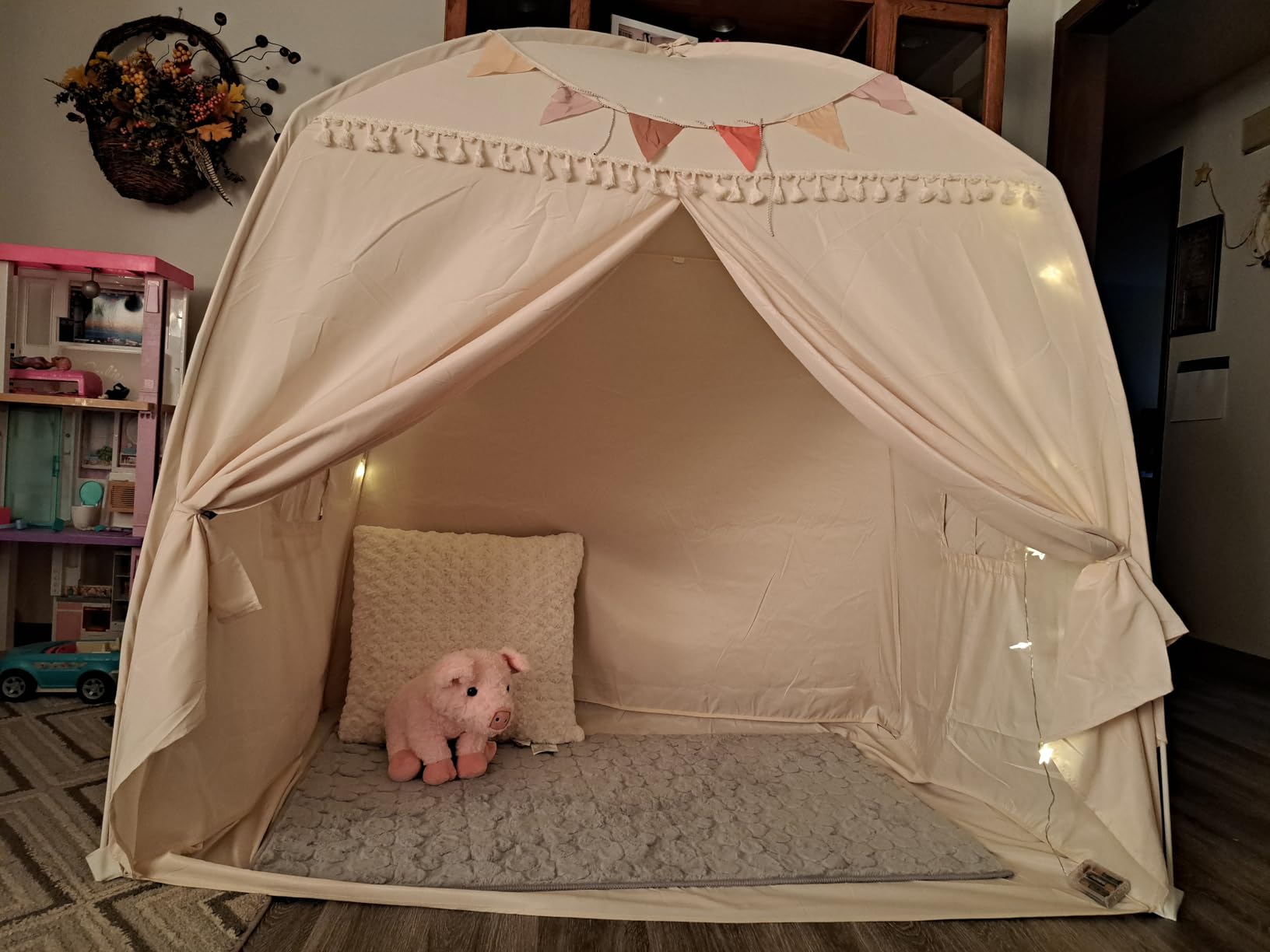 Sumbababy Large Teepee Tent for Kids - Tent for Kids Indoor Kids Teepee for Boys & Girls - Playhouse Inside Canopy Bed for Playroom Gift Toys (Cream) customer photo 2