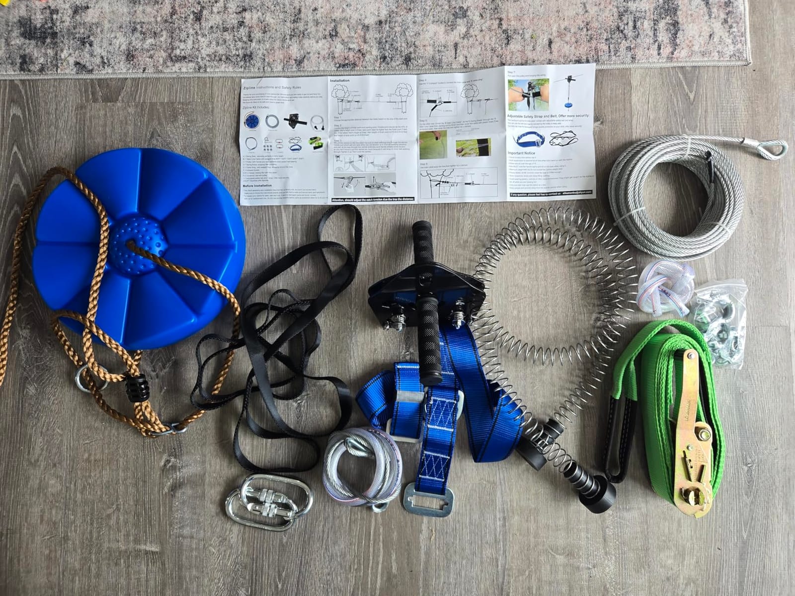 X XBEN Zip line Kit for Kids and Adults Outdoor: Up to 500Lbs - 80FT | Quick Tighten Zipline for Backyard with Removable Trolley Swing Seat Spring Brake Ratchet Strap, Gift Package customer photo 1