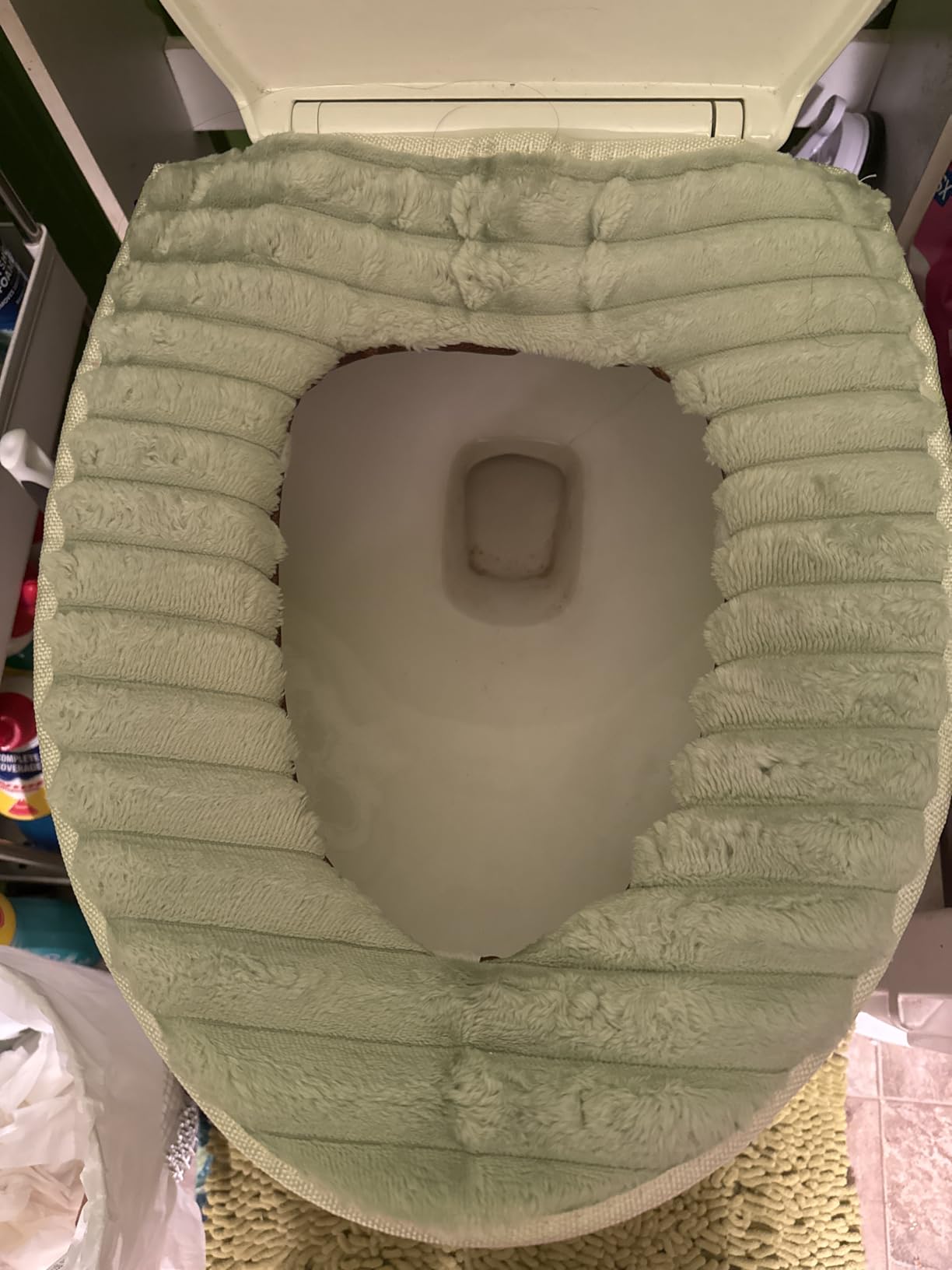Toilet Seat Warmer Cover, Bathroom Soft Thicker Warmer with Zipper Snaps Fixed Stretchable Washable Fiber Cloth Toilet Seat Covers Pads Easy Installation& Cleaning (Gray) customer photo 1