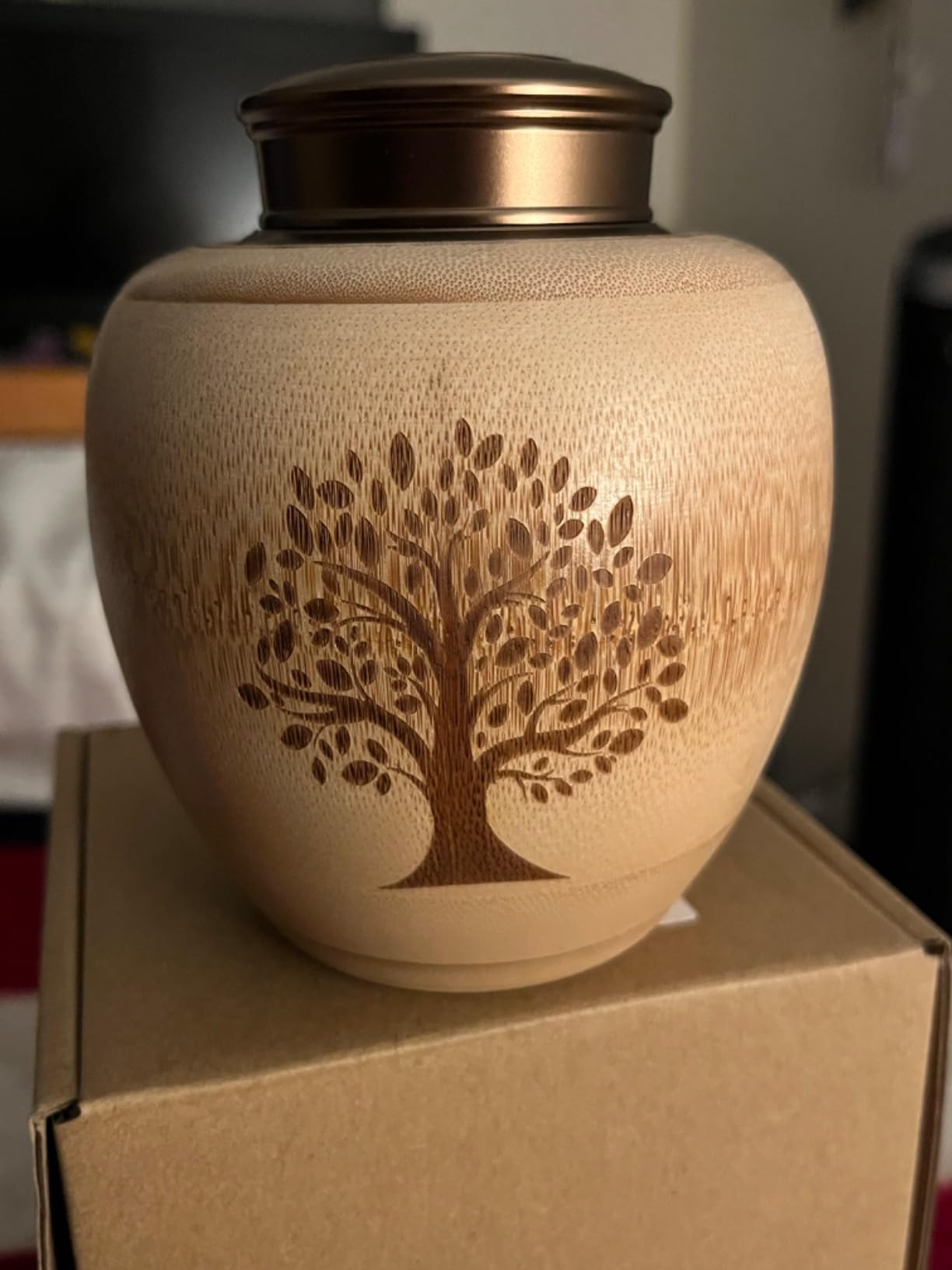 Small Urns for Human Ashes Keepsake with Tree of Life Pattern,Small Cremation Urns for Human Ashes Adult Male Female,Bamboo Scattering Tubes for Human or Pet Ashes,Hold Up to 7.5 Cubic Inches customer photo 1