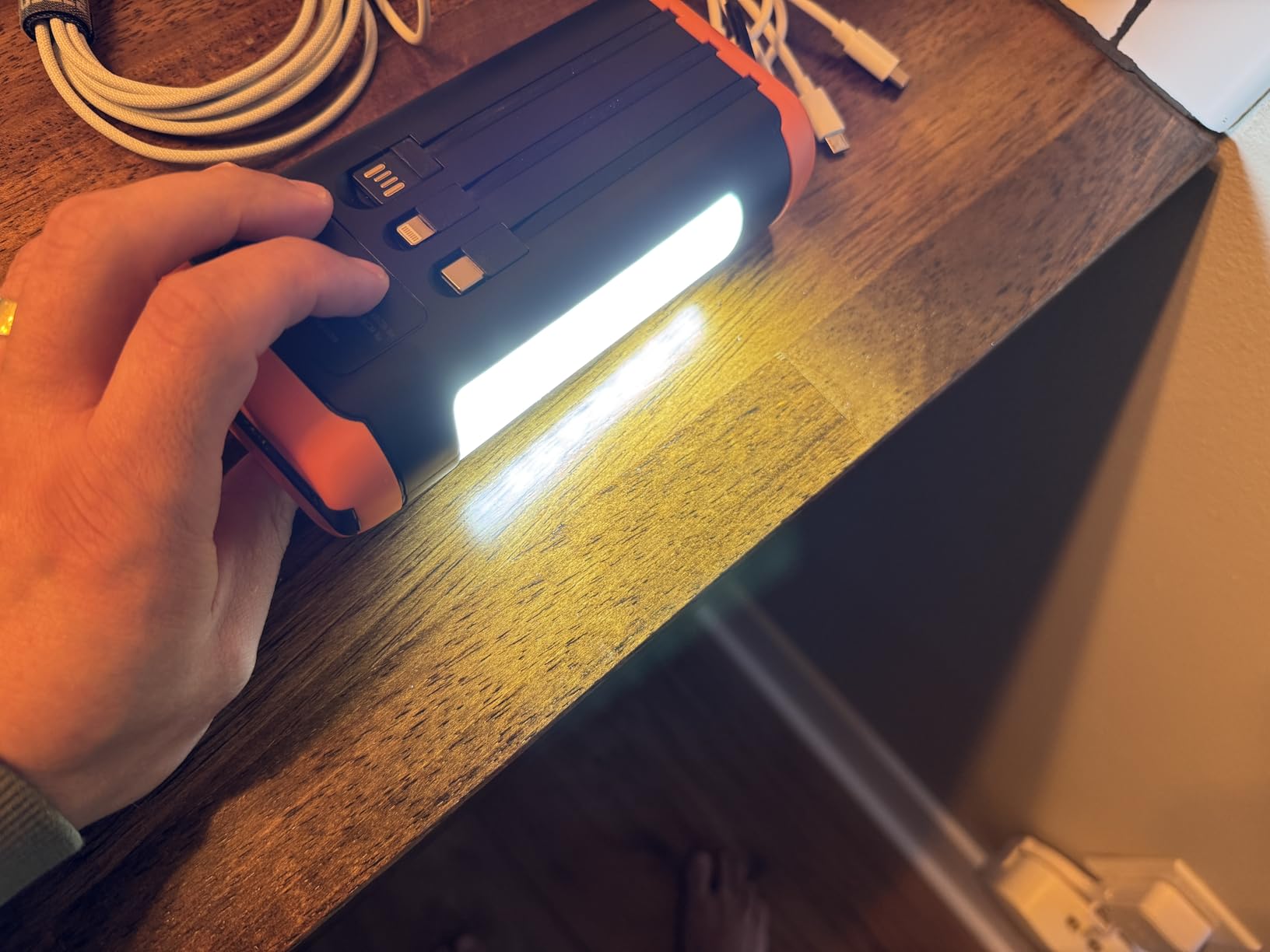 Solar Power Bank Portable Charger 66800mAh Battery Pack for Camping | Built Cables, Hand Crank, 22.5W Fast Charging, Flashlights, Table Lamp, Compass, 5 Outputs, 5 Input customer photo 2