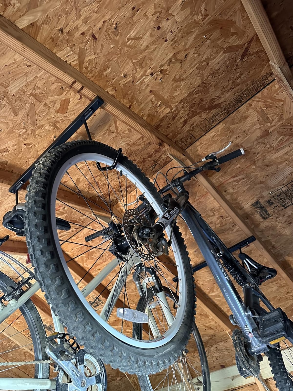 WALMANN Ceiling Mounted Bike Rack for Garage, Ceiling Bike Storage | Space Saving, for 2 Bikes(Horizontally)/4 Bikes(Vertically), Adjustable Bike Hooks for Road, Mountain Bikes customer photo 1