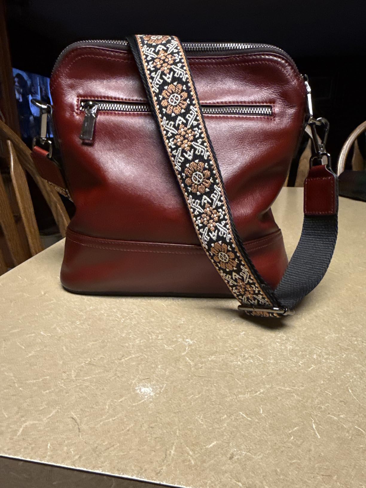 Iswee Leather Crossbody Bags for Women Multi Pockets Medium Shoulder Bag Lightweight Functional Travel Purse customer photo 1
