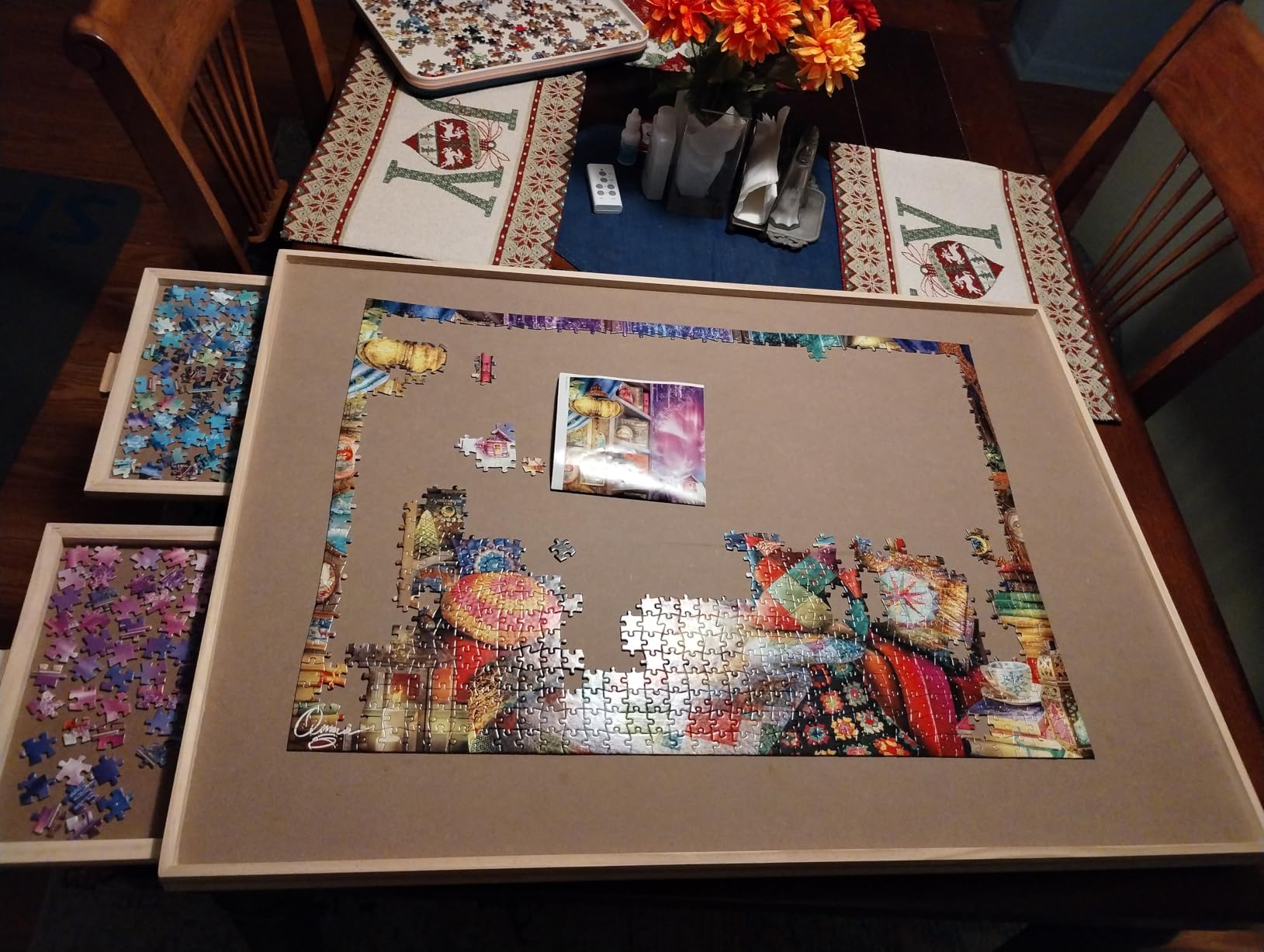 BuilderButler 1000 Pieces Rotating Puzzle Board with 4 Drawers,28.74