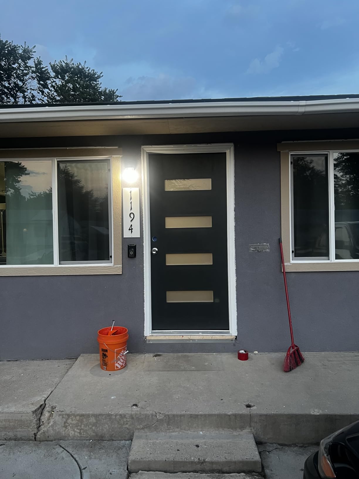Fiberglass Entry Door 36x80'', French Exterior Door Right Hand Inswing Black Finished Frosted Glass Knock-Down Door, Vinyl Frame and Brickmould Included customer photo 2