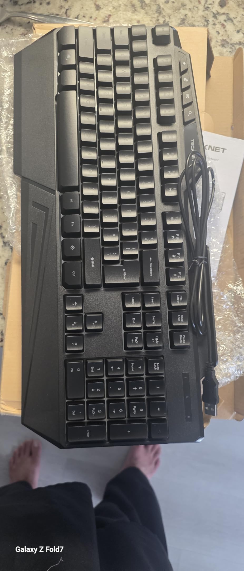 TECKNET Wired Gaming Keyboard, RGB Keyboard with Wrist Rest & Phone Holder | 26-Key Anti-ghosting, 13 RGB Lighting Modes, Spill-resistant, Full-Size Membrane Keys, Plug & Play for Windows/Mac, Black customer photo 1