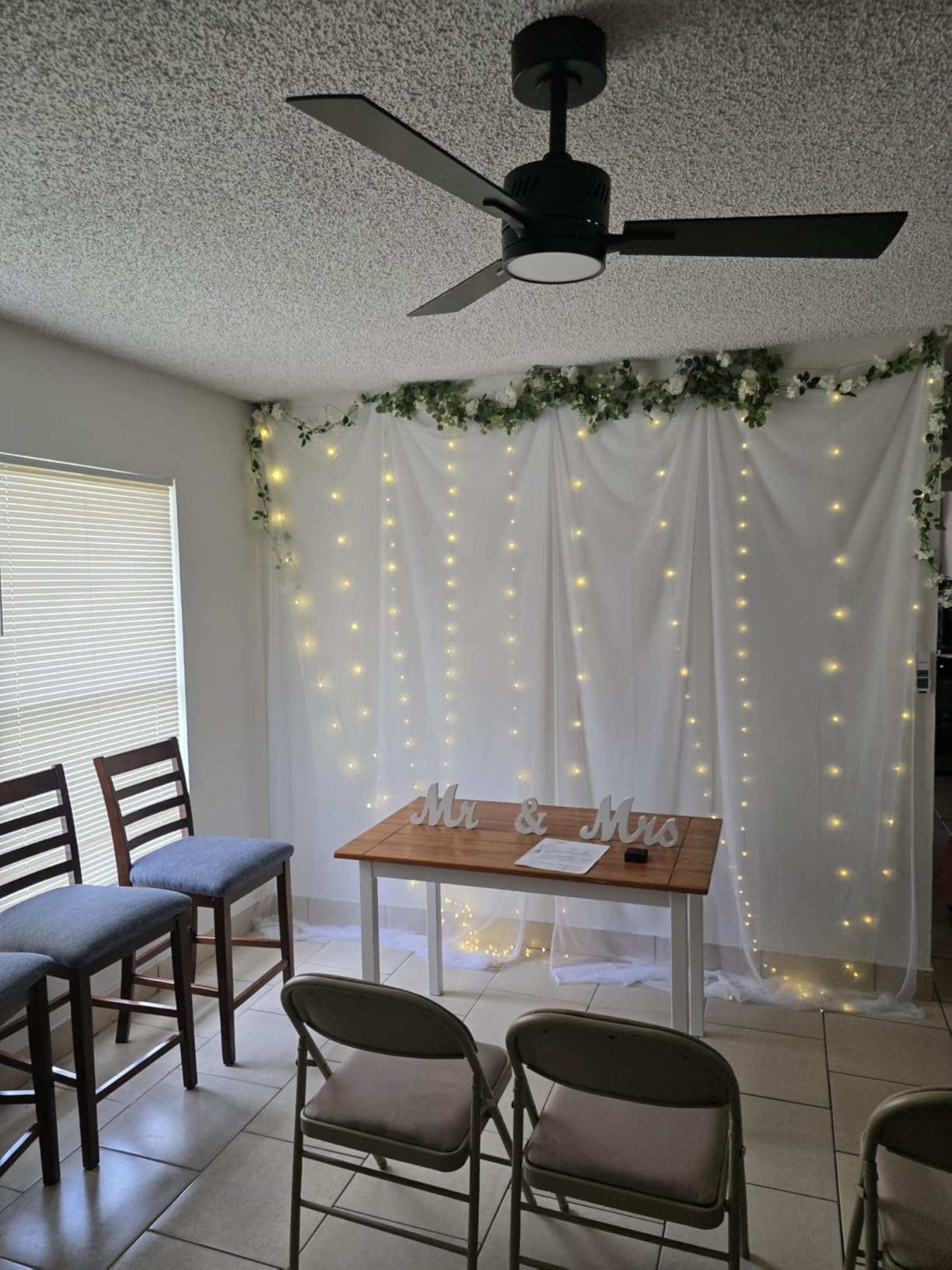 10x10ft White Tulle Backdrop Curtain with String Lights, Wrinkle-Free Sheer Wedding Backdrop for Birthday Parties, Baby Showers, Bridal Showers, Photo Shoots and Home Decorations, White customer photo 2