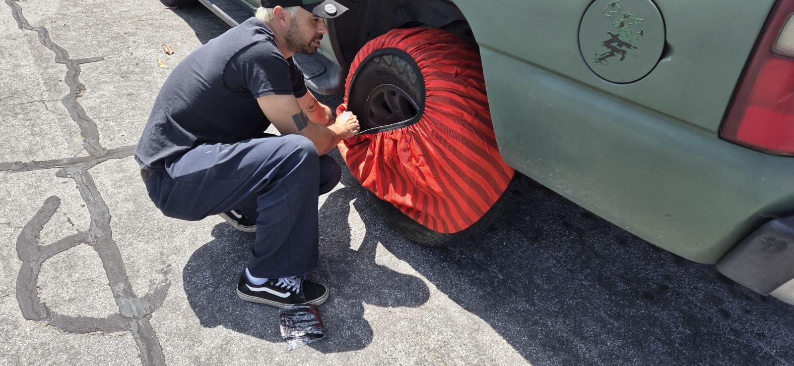 ISSE Classic Snow Socks for Tires. Designed for All Tire Brands. Textile Chain Replacement for Optimal Traction in Snow & Ice. Easy Install. Emergency Winter Safety Solution, Multi-Season Use. Size 66 customer photo 1