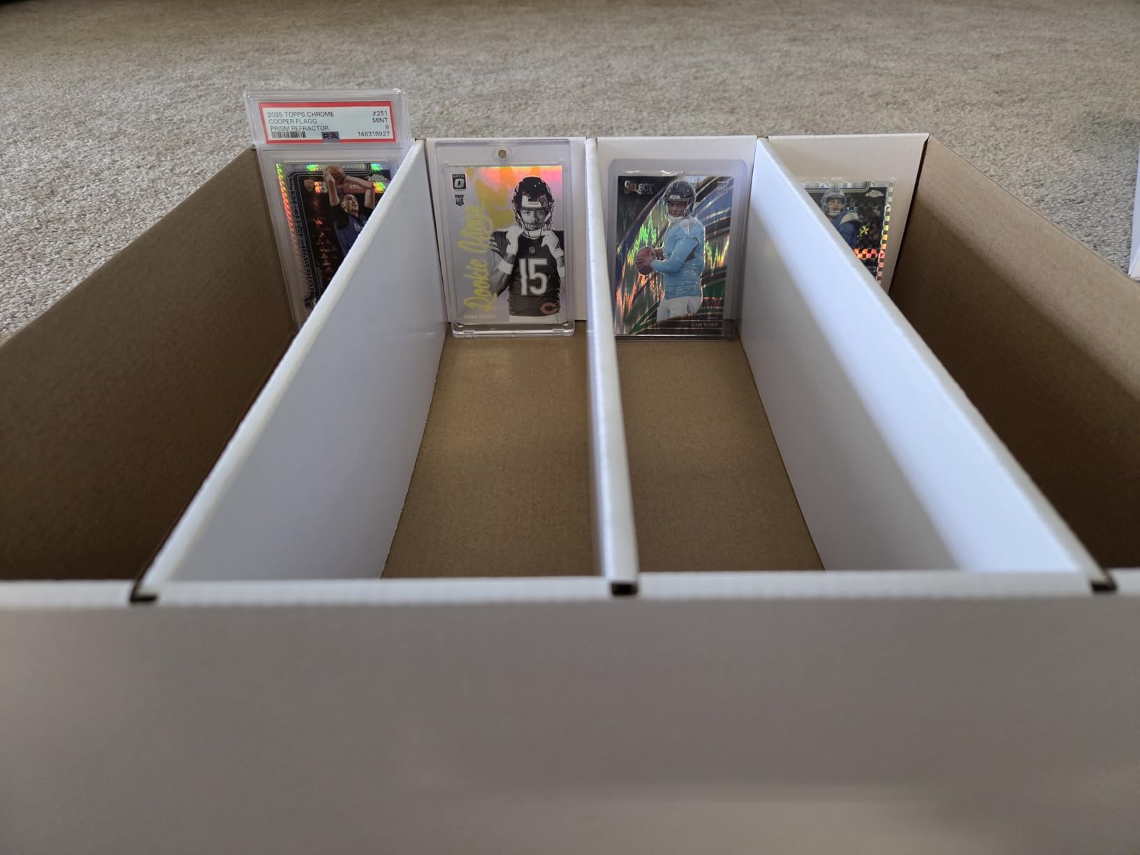 4 Pack Sports Card Boxes 3120 Count Cardboard Card Storage Box White Bulk Card Storage Baseball Card Boxes with 10 Dividers Sports Cards Storage Box for Card Game Baseball Card Storage Boxes customer photo 1