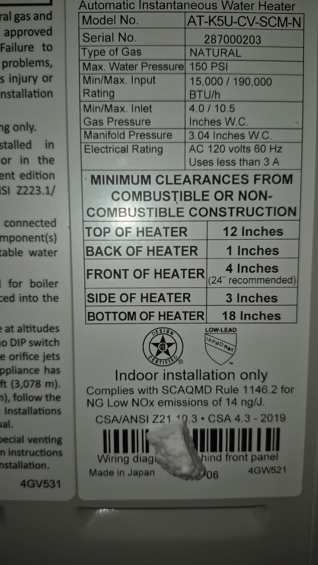 A. O. Smith Water Heater | 10 GPM, 199K BTU | NG Indoor | ATI-540P-N customer photo 2