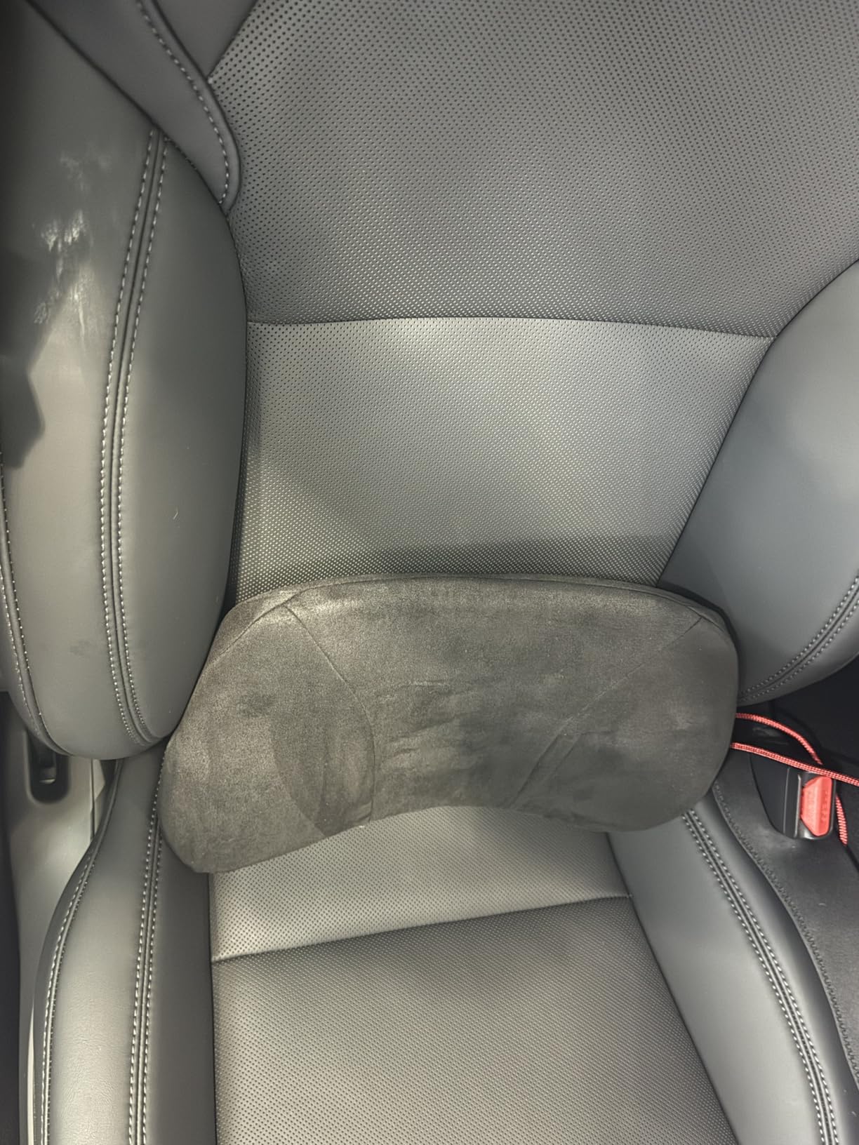 Lumbar Support Pillow, Back Pain Relief Cushion, fits tightly around the waist, Memory Foam, Skin-friendly Suede Fabric, fit Car Drive, Office chair, Rest seat, Improve Posture, Portable, 15.5''Lx 8.7''H customer photo 1